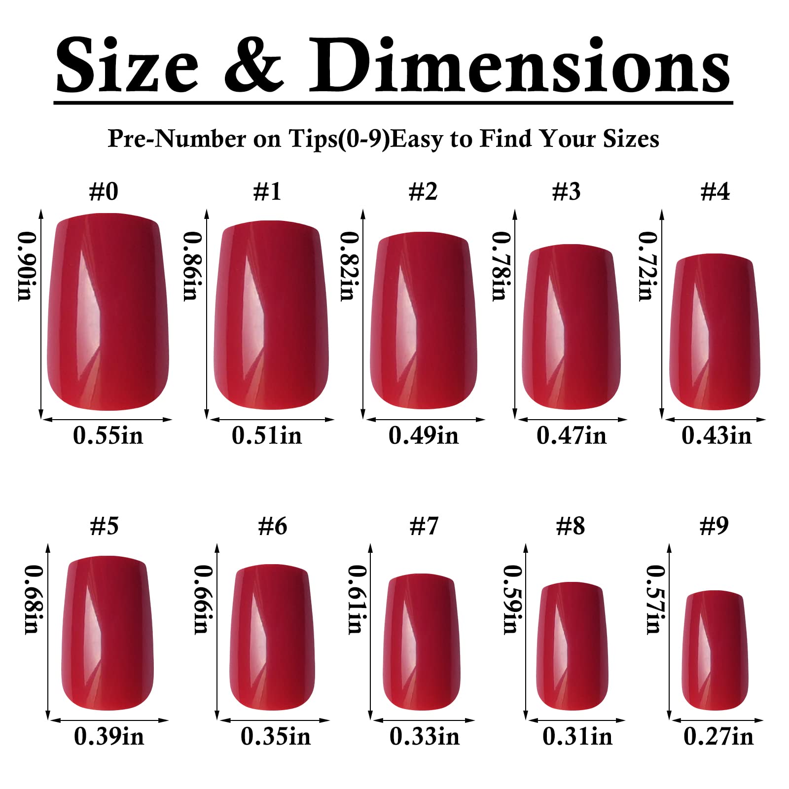 LoveOurHome 576pc Square Press-On Nails – Medium Length, Glue Tabs, 24 Colors