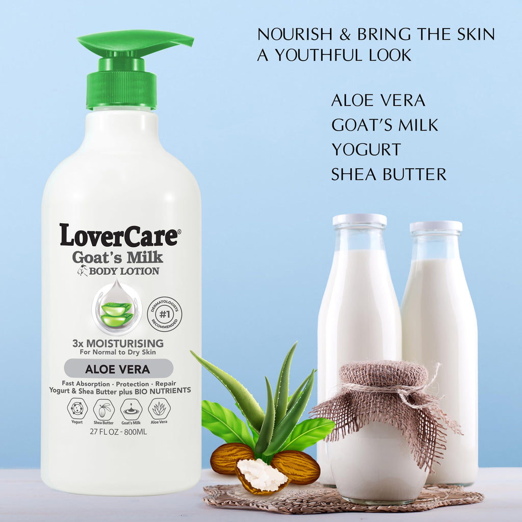 Lover's Care Goat Milk Body Lotion with Aloe Vera for Dry Skin - 800 ml / 27.05 oz | Deep Moisture & BIO Nutrients