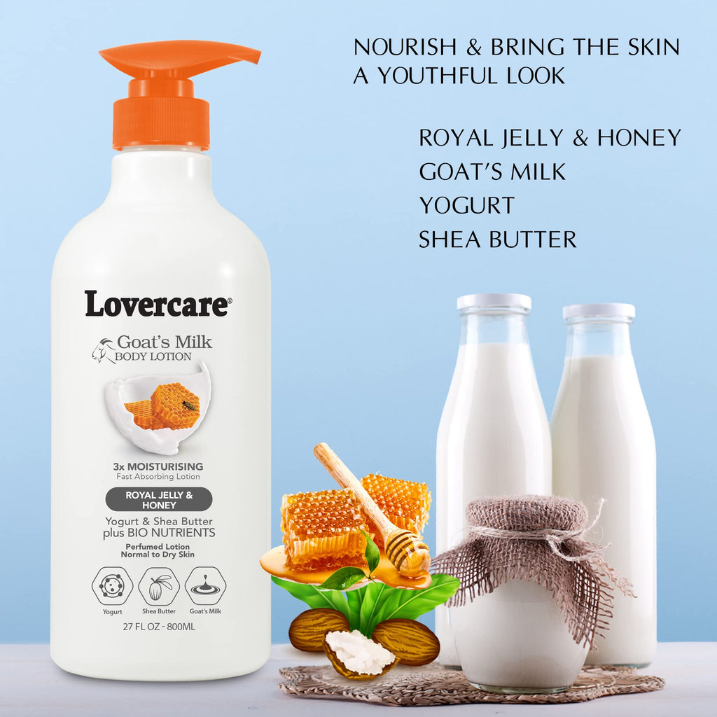 Lovercare Goat Milk Body Lotion with Royal Jelly & Honey – 27.05 oz (800 ml)