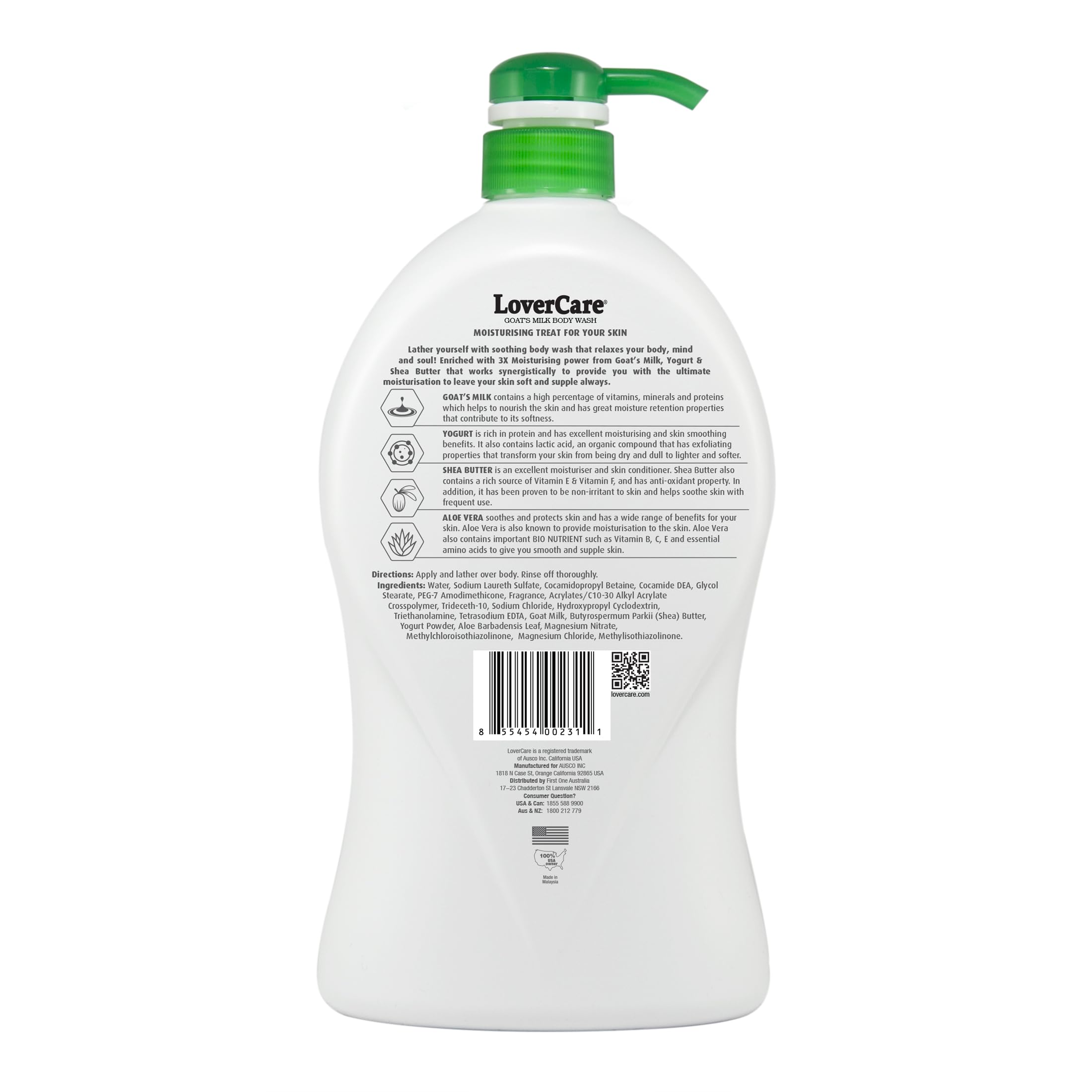 LoverCare Goat Milk Moisturizing Body Wash with Aloe Vera | 40.7 fl oz