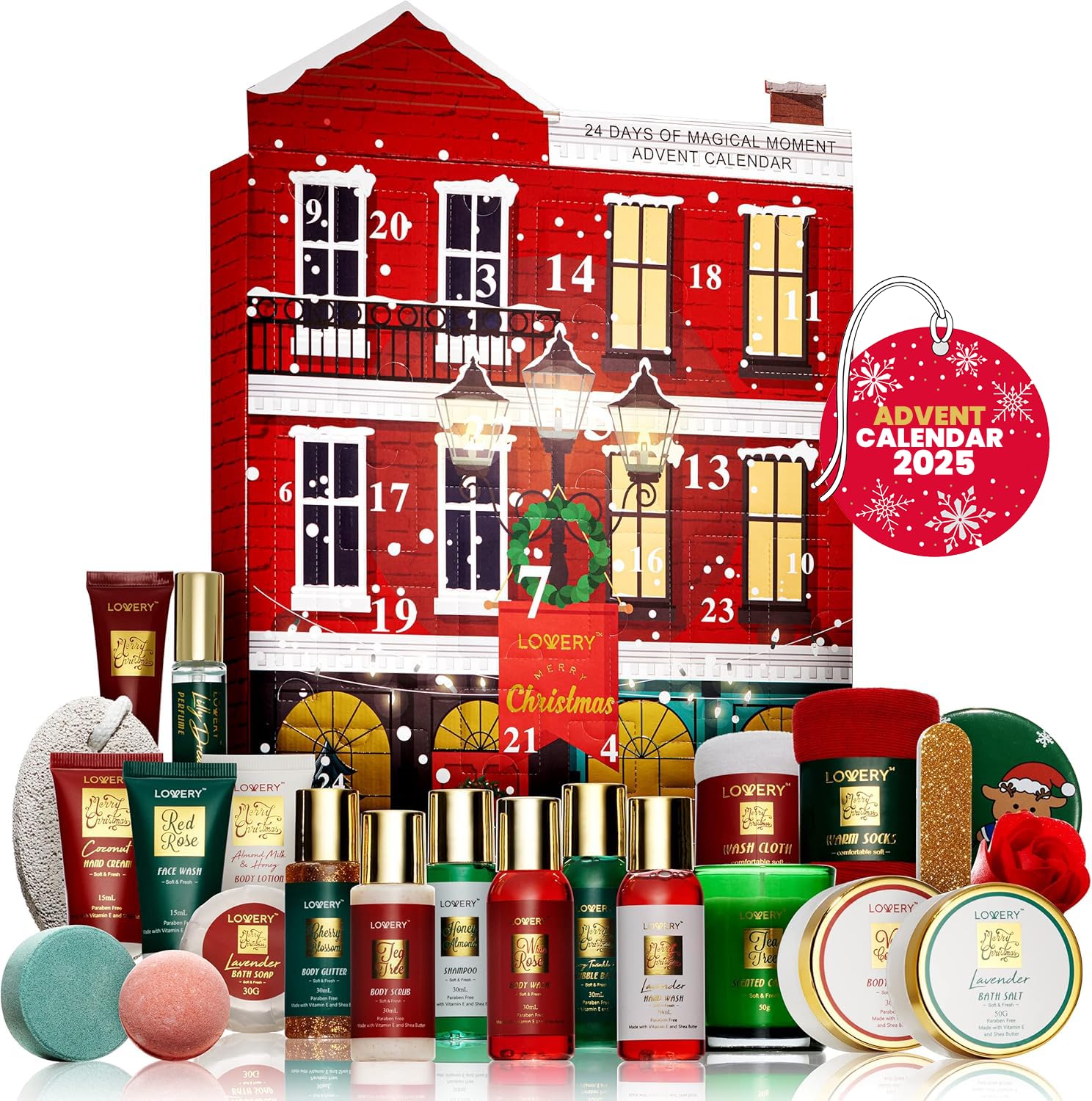 LOVERY Advent Calendar for Adults 2025 - 24 Days of Spa Beauty & Skincare