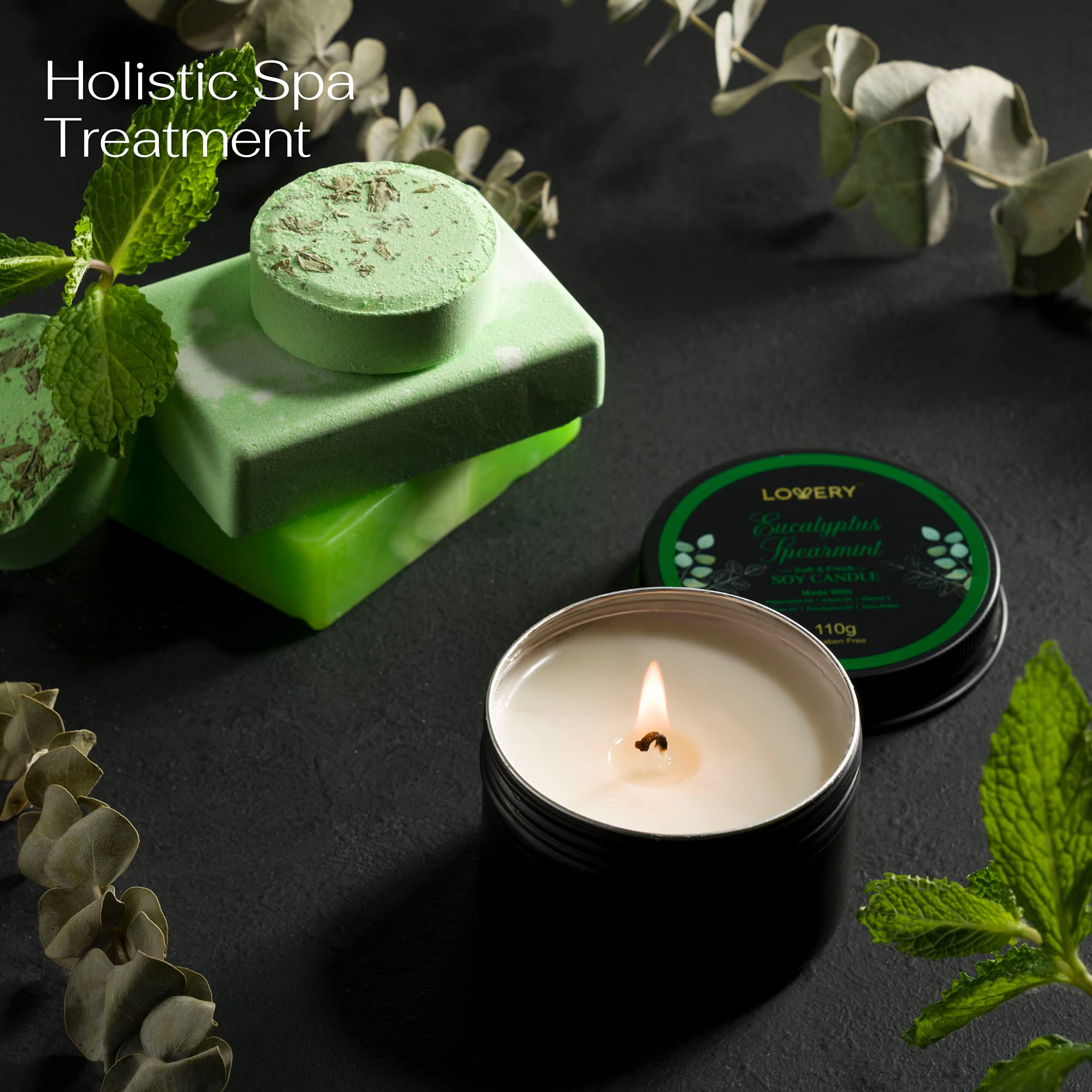 LOVERY Eucalyptus Spearmint Bath Set – 17-Piece Home Spa Gift Basket