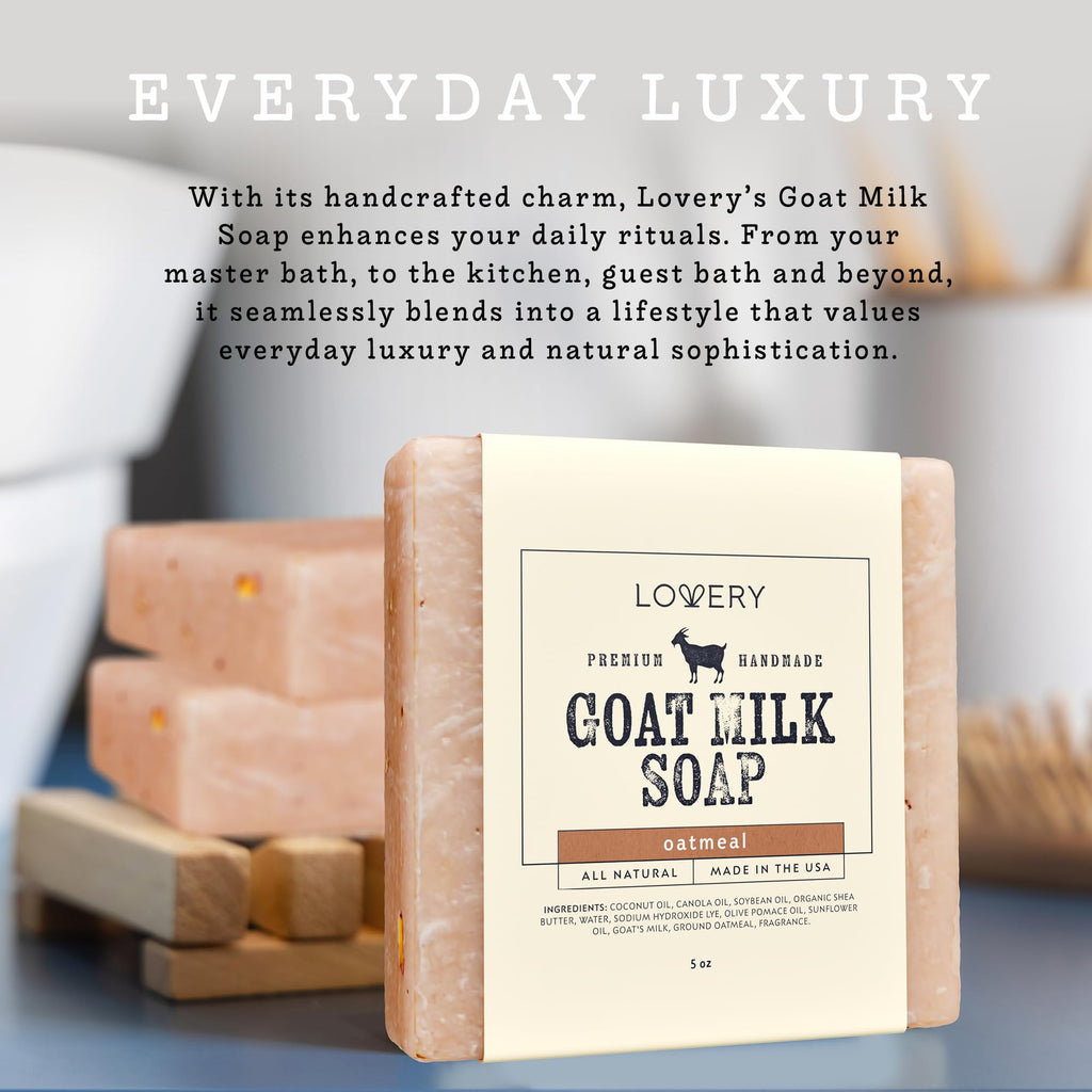 LOVERY Goat Milk Soap 3-Pack – Handmade in USA with Organic Shea Butter