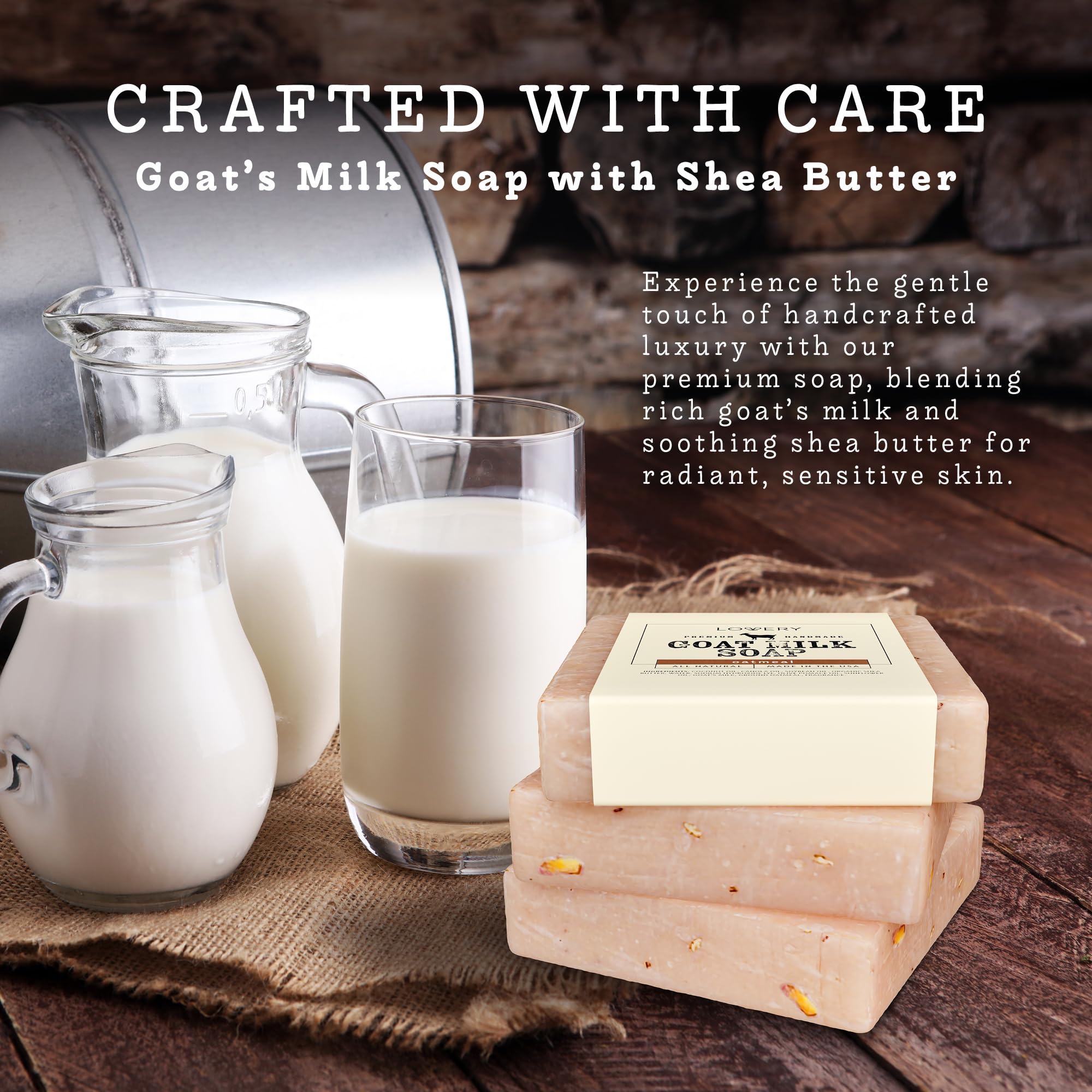 LOVERY Goat Milk Soap 3-Pack – Handmade in USA with Organic Shea Butter