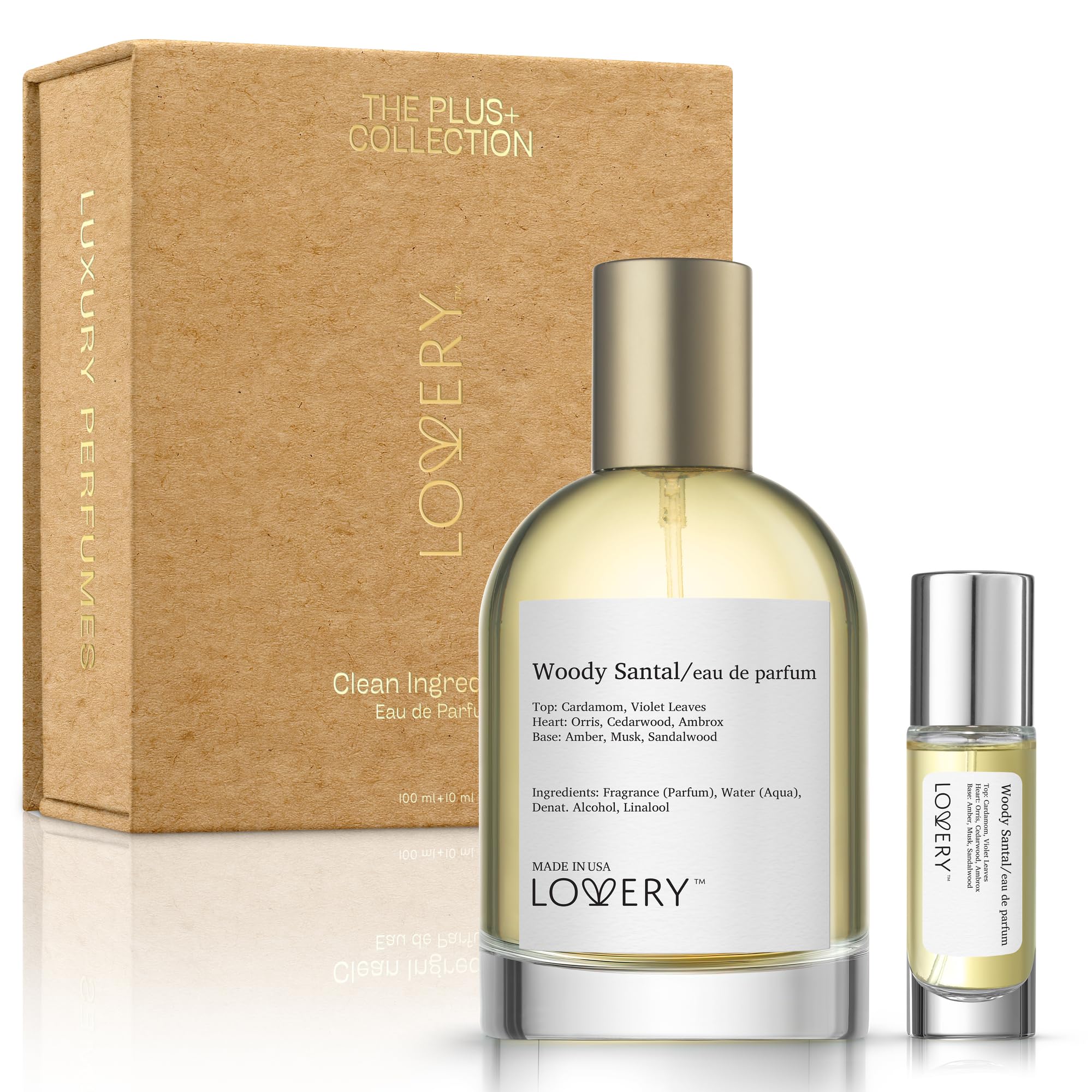 LOVERY Woody Santal Sandalwood – Inspired by Santal 33, Travel Spray Bottle 100mL + 10mL