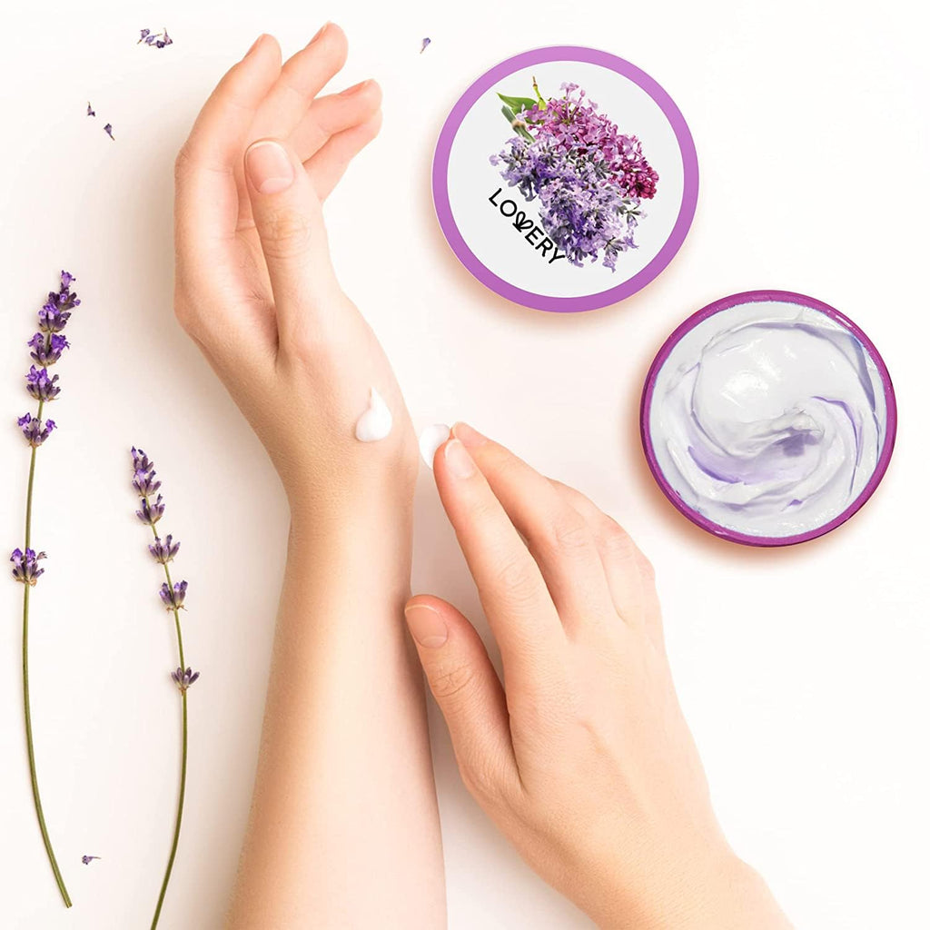 LOVERY Lavender Lilac Body Butter – Hydrating Shea Cream with Jojoba Oil & Vitamin E | 12 Fl Oz