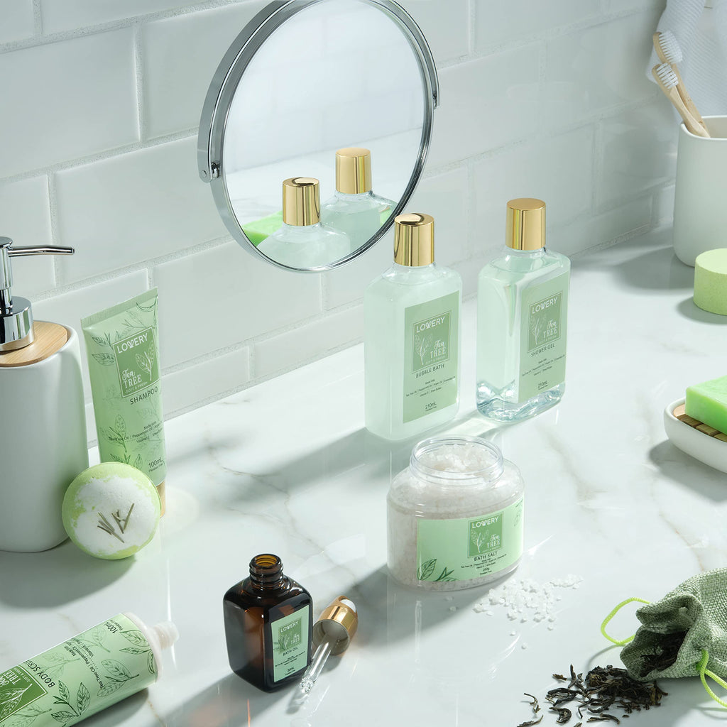 Lovery Tea Tree Bath Set – Luxury 15-Piece Spa Gift Basket with Calming Mint Fragrance