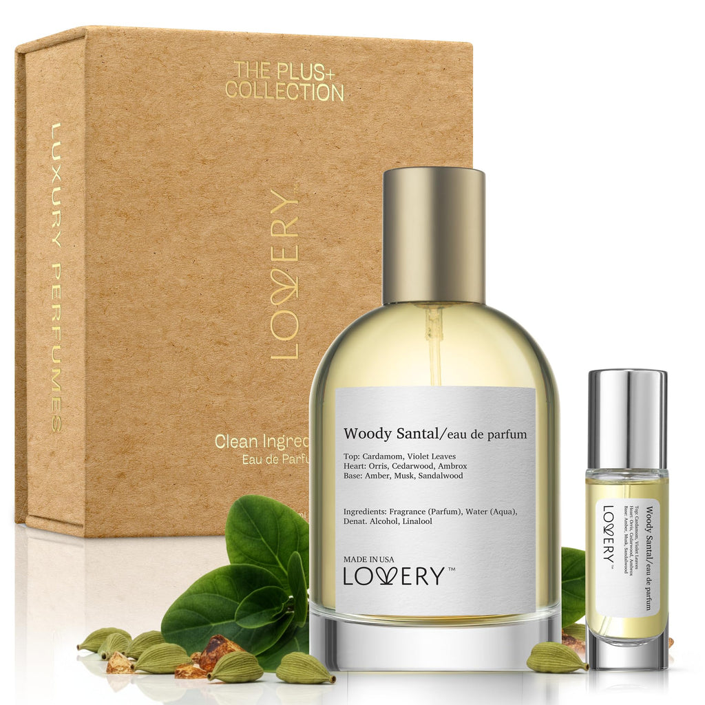 LOVERY Woody Santal Sandalwood – Inspired by Santal 33, Travel Spray Bottle 100mL + 10mL