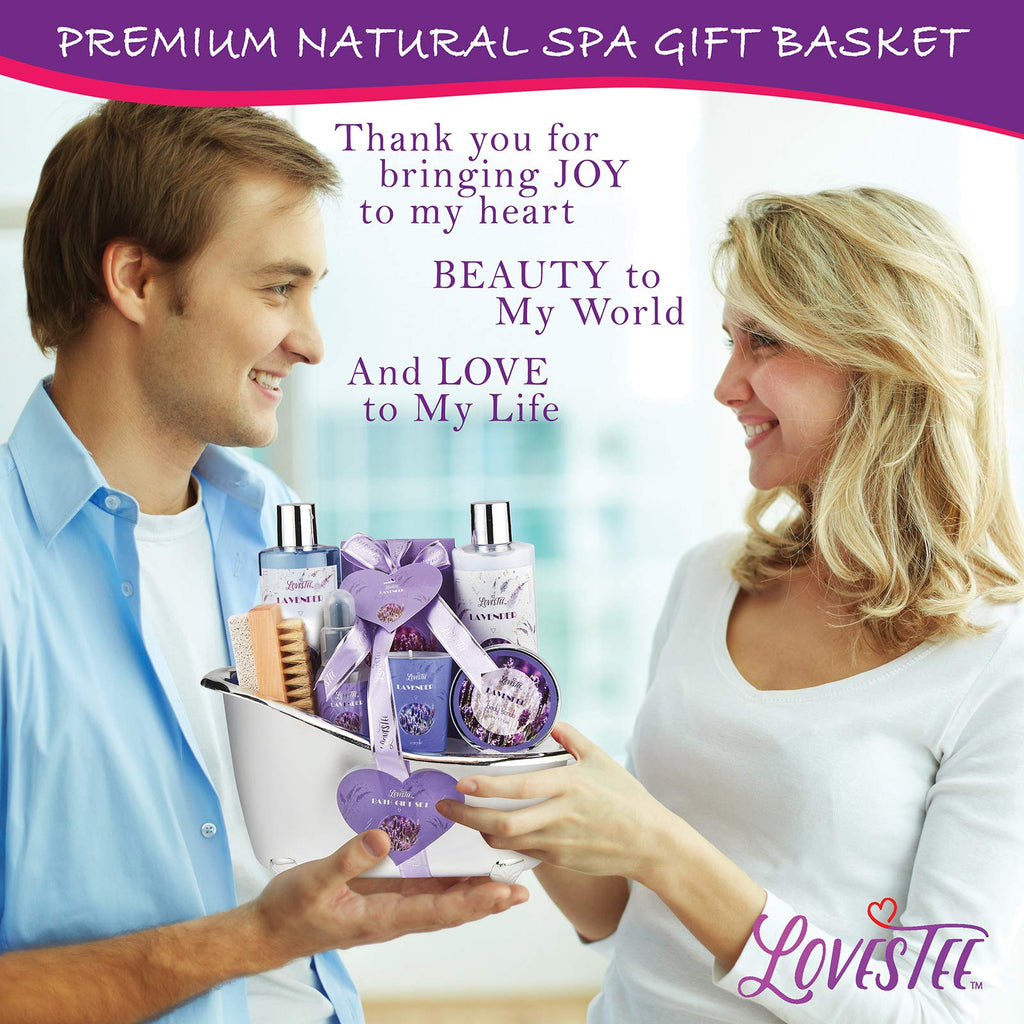 LOVESTEE Lavender Spa Gift Set – Christmas Bath & Body Kit with Candle