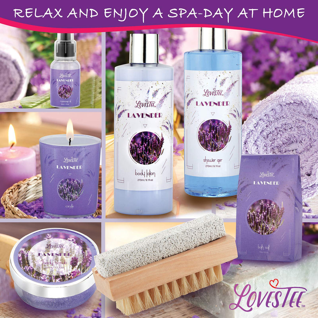 LOVESTEE Lavender Spa Gift Set – Christmas Bath & Body Kit with Candle