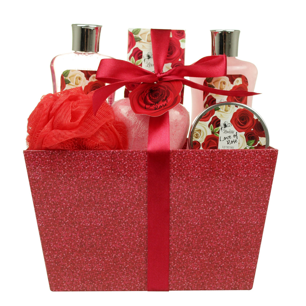 LOVESTEE Love of Rose Spa Gift Set – Christmas Bath & Body Basket