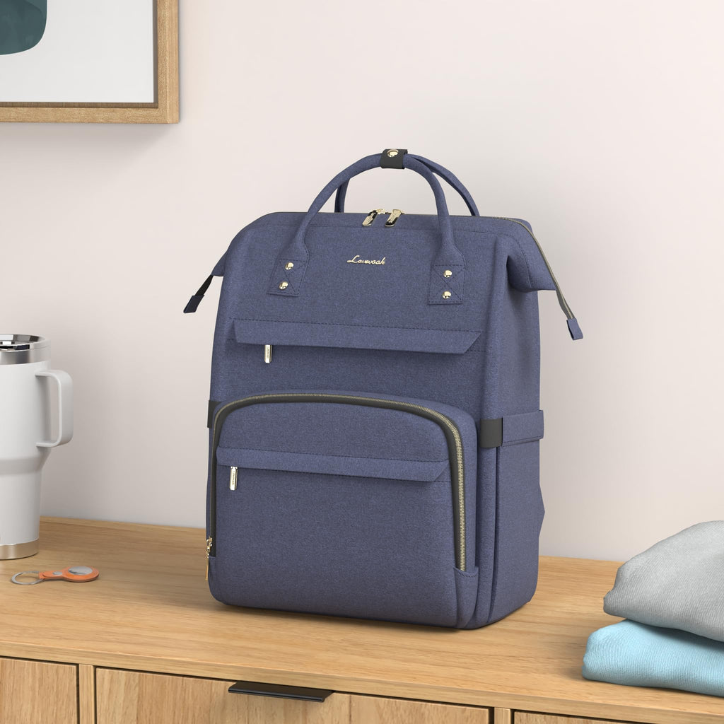 LOVEVOOK 17.3-Inch Laptop Backpack for Women – Navy, Water-Resistant, USB Port