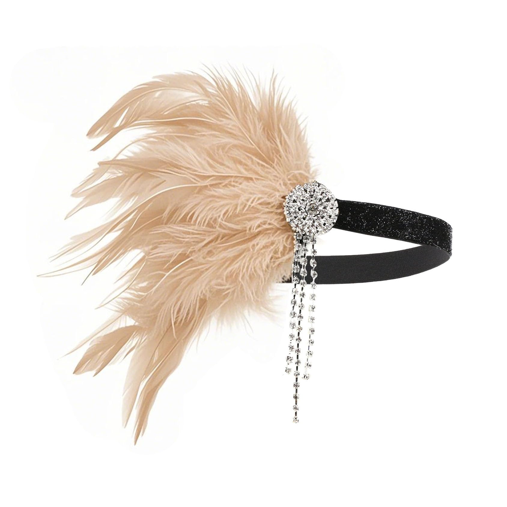 Lovfingu 1920s Flapper Headpiece – Peacock Feather Headband for Gatsby Parties