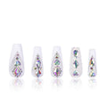 LOVFUL Aurora Light Press On Nails – Full Crystal Coverage, Reusable Coffin Classic 1.3 in | H36-M