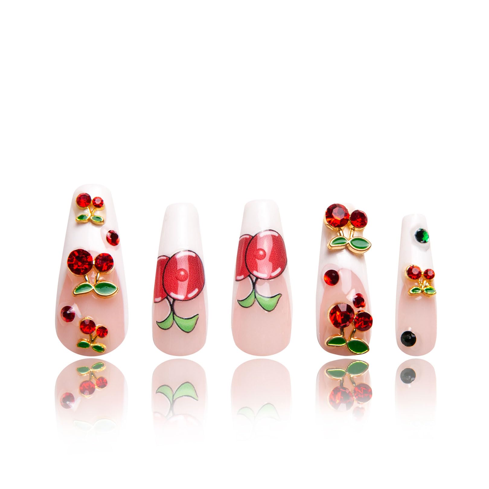 LOVFUL My Sweetie French Tip Press-On Nails – Full Crystal, Reusable Coffin Classic 1.3 in