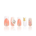 LOVFUL Press on Nails: Only You French Tip – Handmade with Full Crystals, Reusable Square 1.0 in