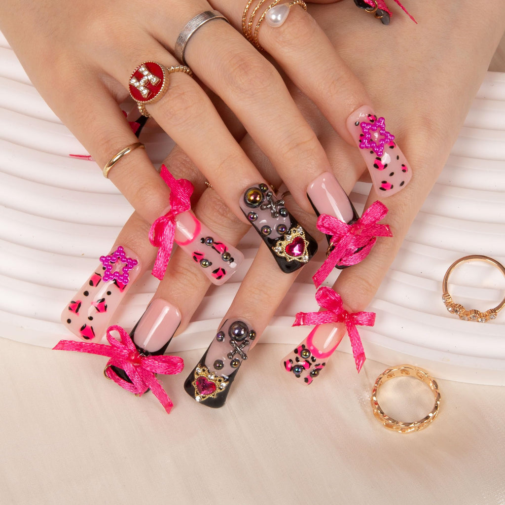 LOVFUL The Sweet Guardian Press On Nails – Full-Cover Crystal, Reusable | Duck Classic 1.3 in