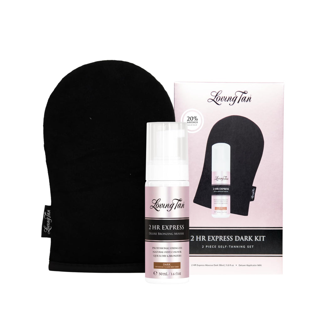 Loving Tan 2HR Express Self Tan Travel Size Kit - Dark Bronze Mousse & Applicator Mitt