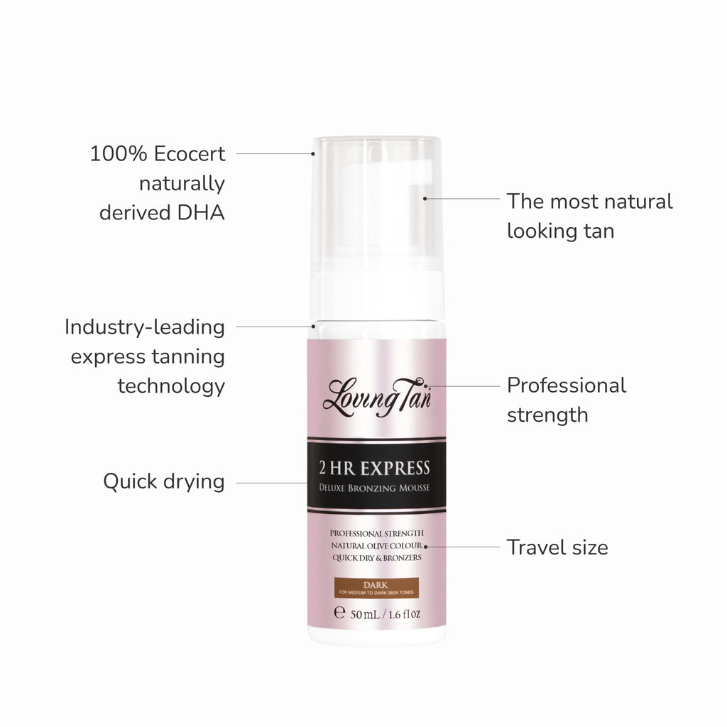Loving Tan 2HR Express Self Tan Travel Size Kit - Dark Bronze Mousse & Applicator Mitt