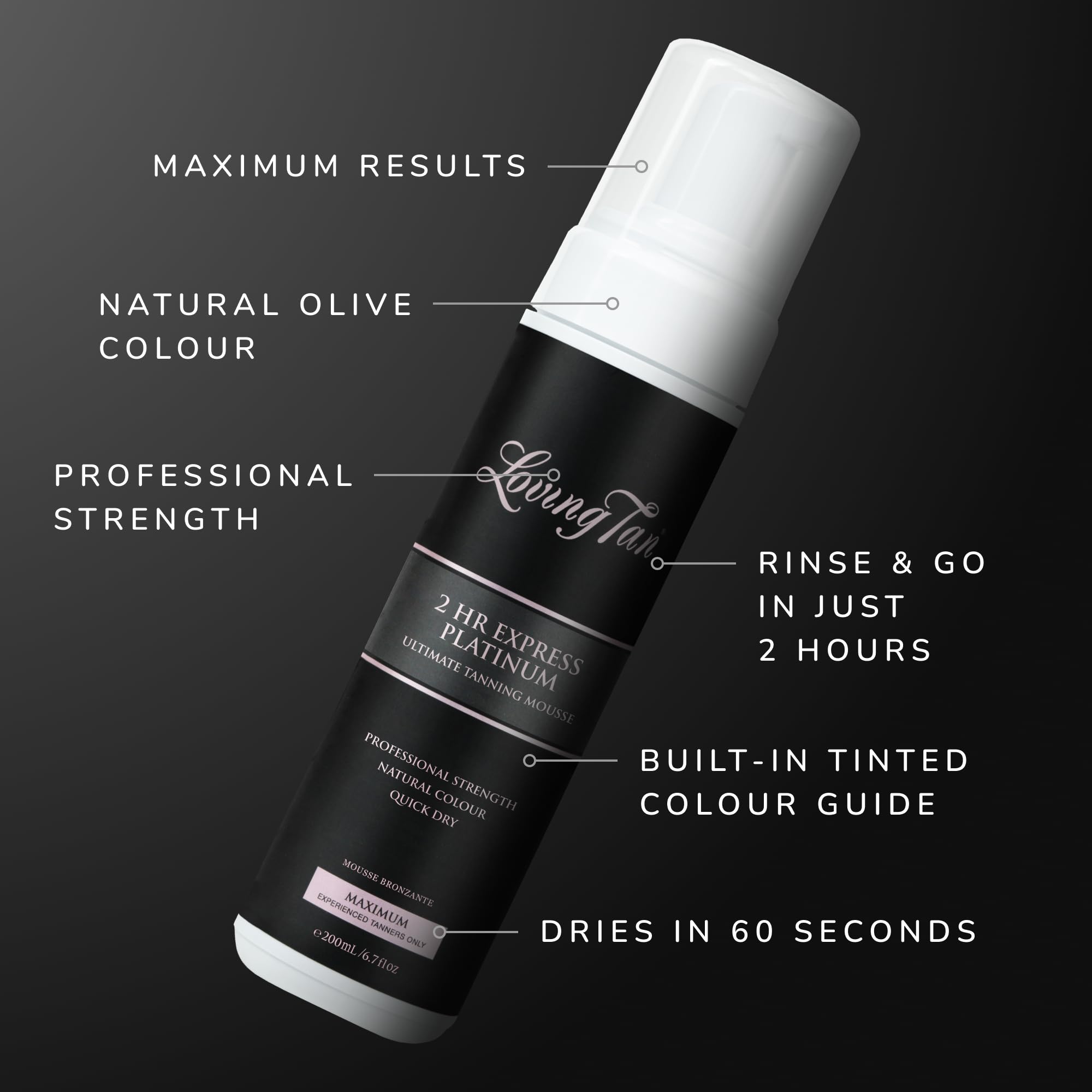 Loving Tan Platinum 2 HR Express Self Tanning Mousse – Darkest Shade Yet, Streak-Free