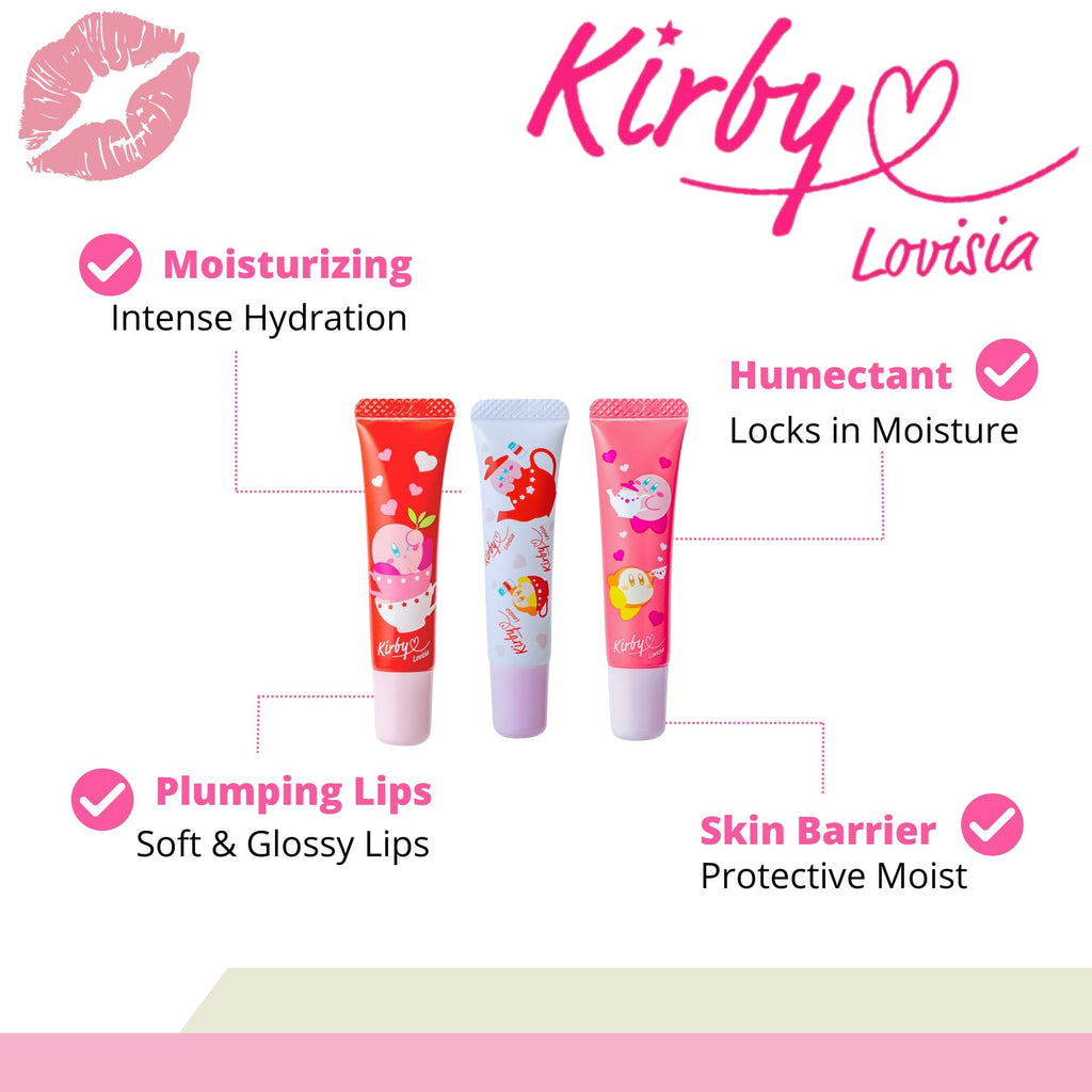 Lovisia Kirby 3-Count Cute Lip Gloss Set – Hydrating Clear Glosses with Rose, Tea Leaf Extract & Vitamin E