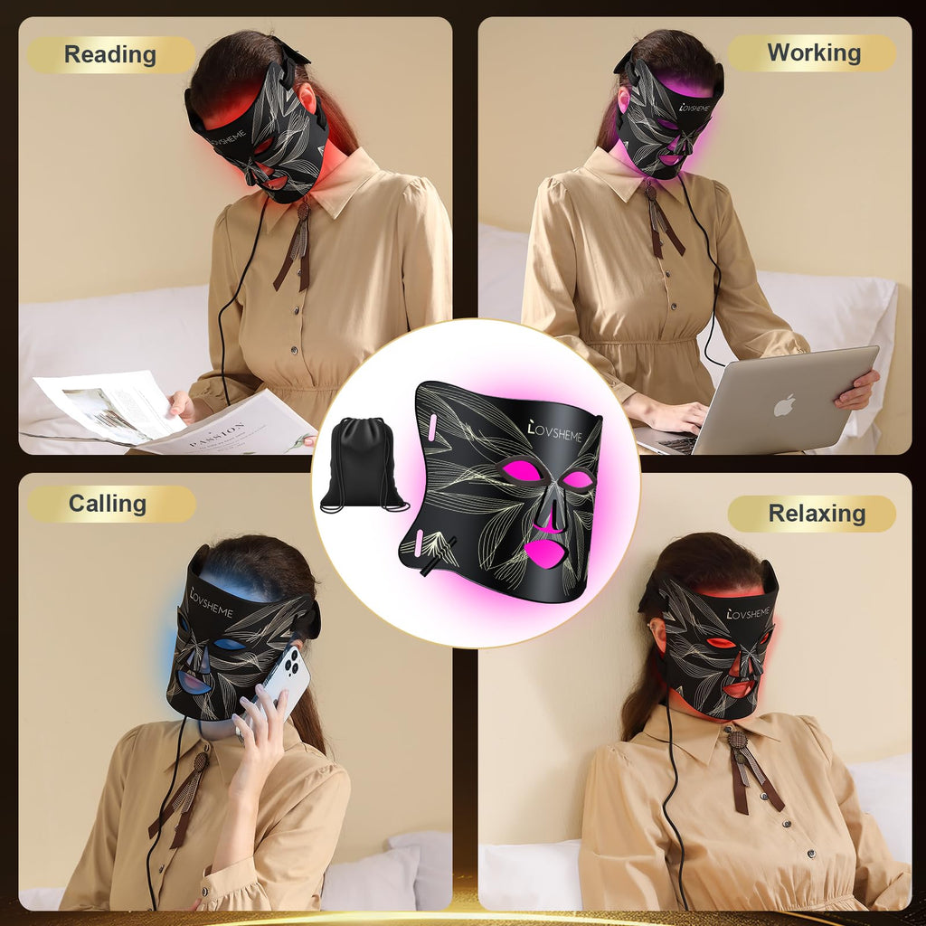 Lovsheme Red Light Therapy Mask for Face – Acne, Wrinkles & Skin Rejuvenation (320 LEDs)