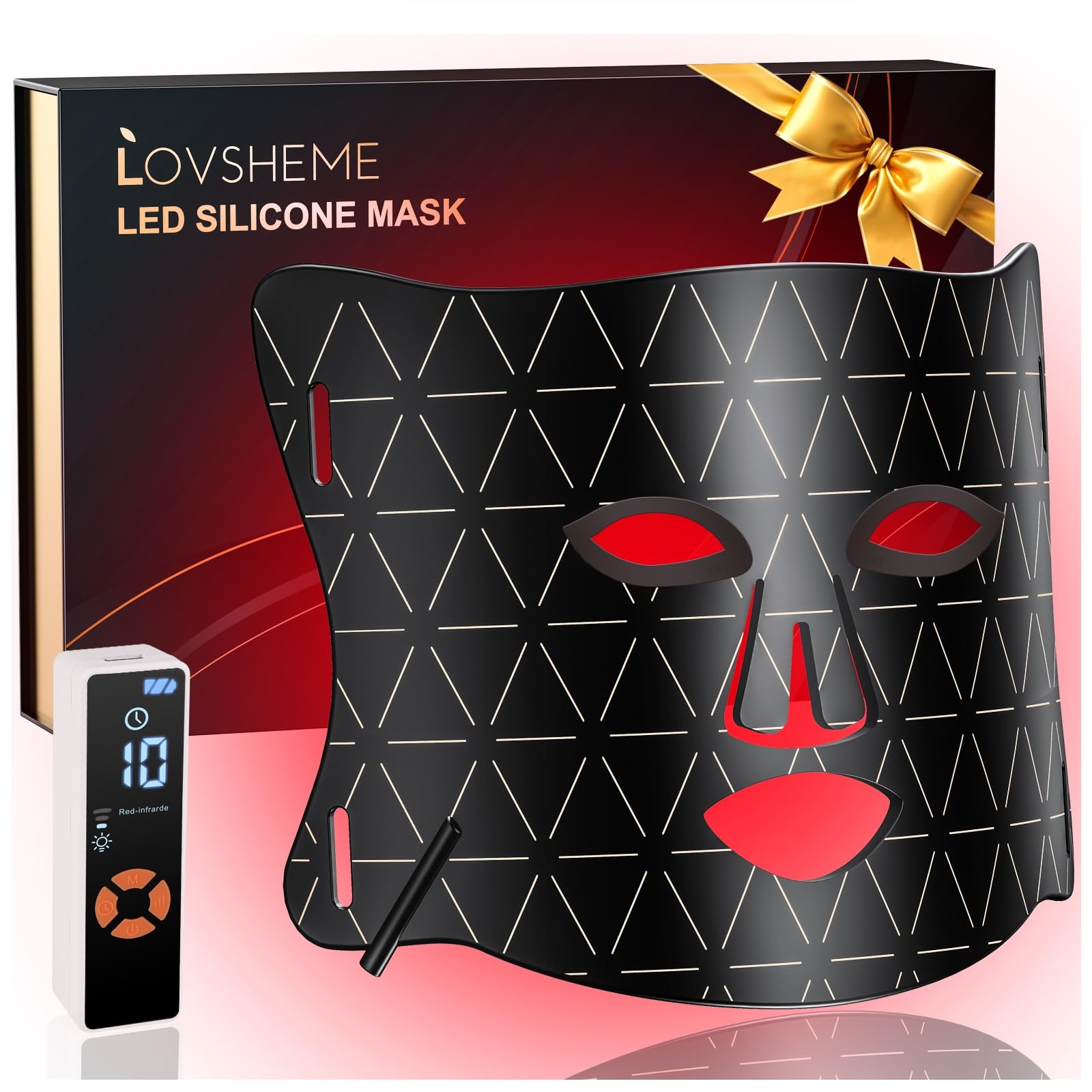 Lovsheme LED Face Mask Light Therapy – Home Professional Skincare with 3 Light Modes