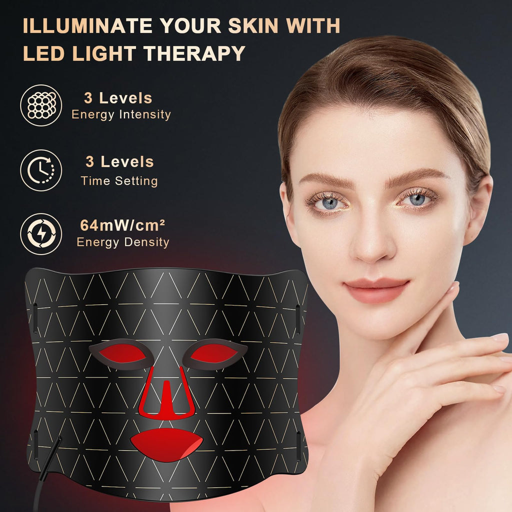 Lovsheme LED Face Mask Light Therapy – Home Professional Skincare with 3 Light Modes