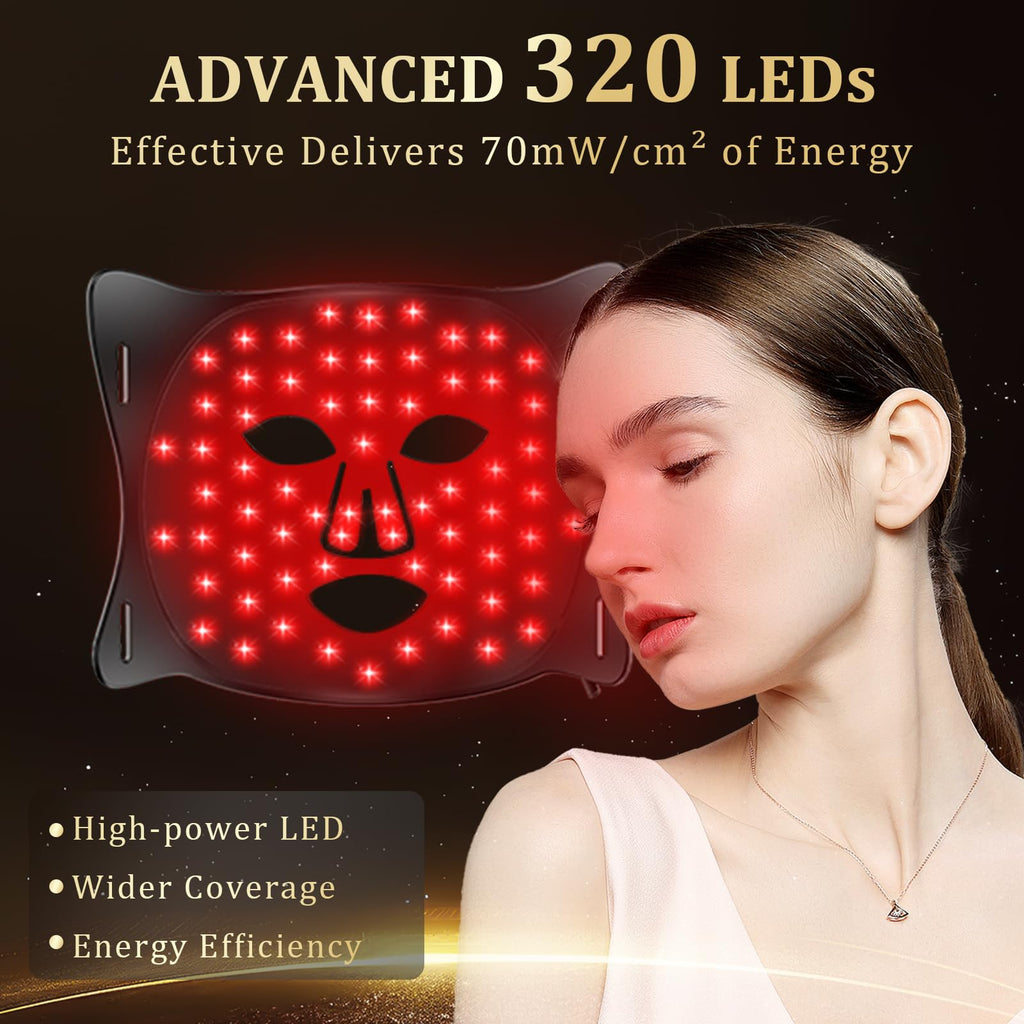 Lovsheme Red Light Therapy Mask for Face – Acne, Wrinkles & Skin Rejuvenation (320 LEDs)