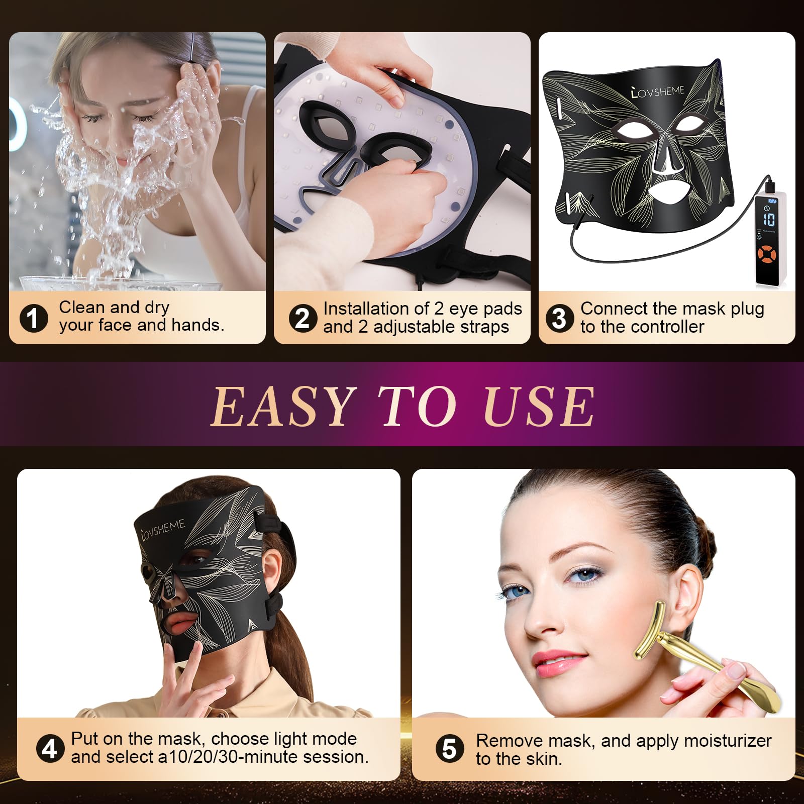Lovsheme Red Light Therapy Mask for Face – Acne, Wrinkles & Skin Rejuvenation (320 LEDs)