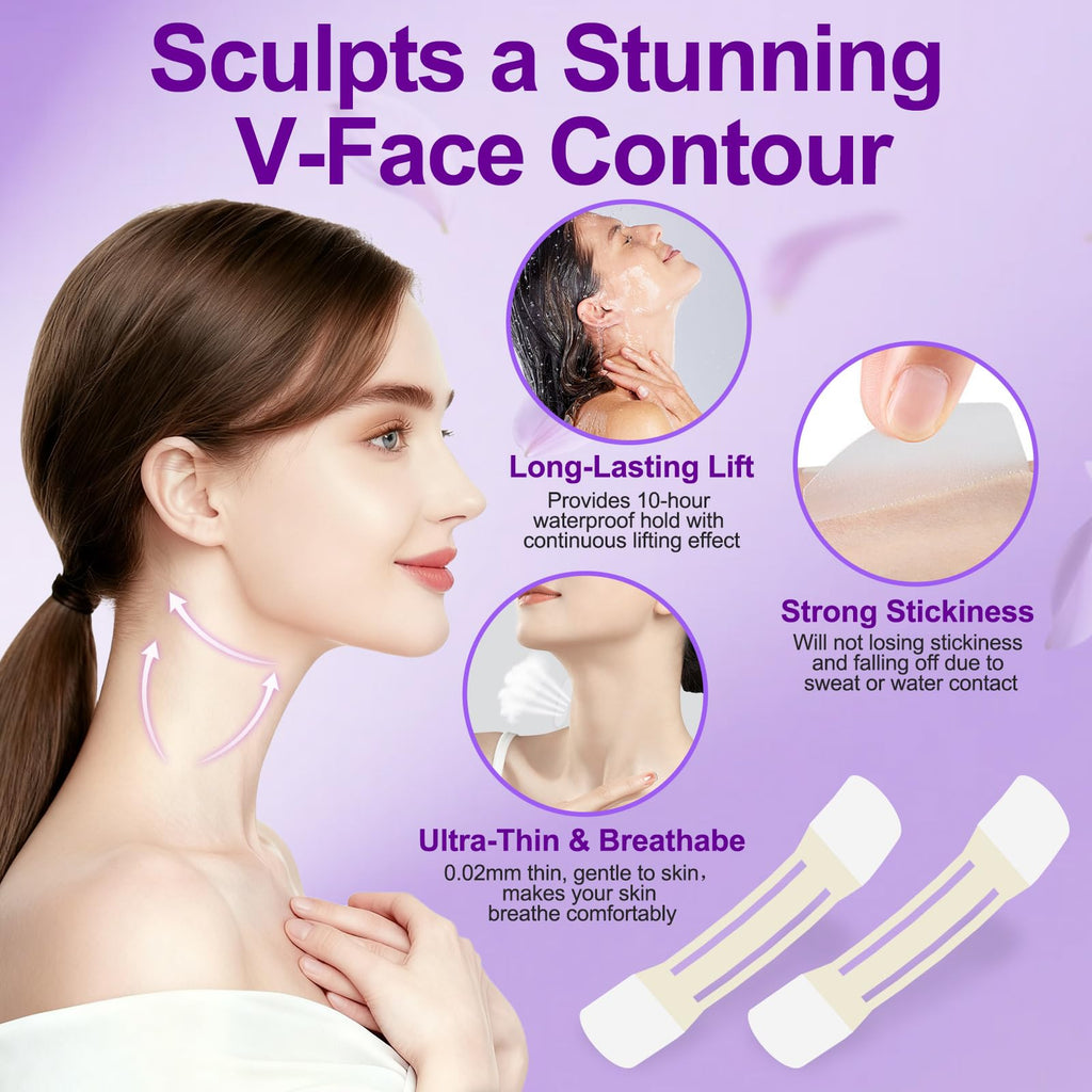 Loxbcin Neck Tape Lifting Invisible – 40+4 Strips for Neck & Face Contouring