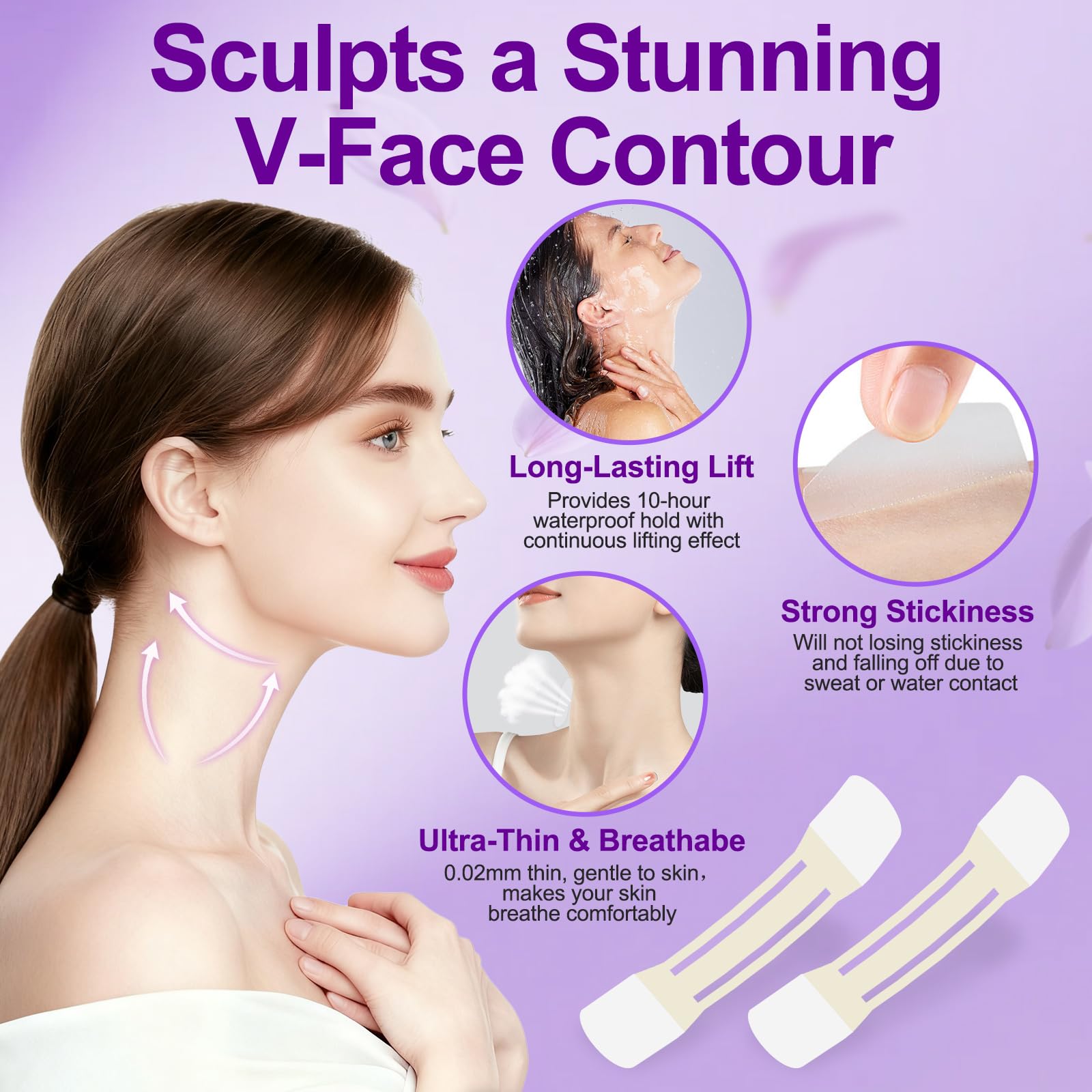 Loxbcin Neck Tape Lifting Invisible – 40+4 Strips for Neck & Face Contouring
