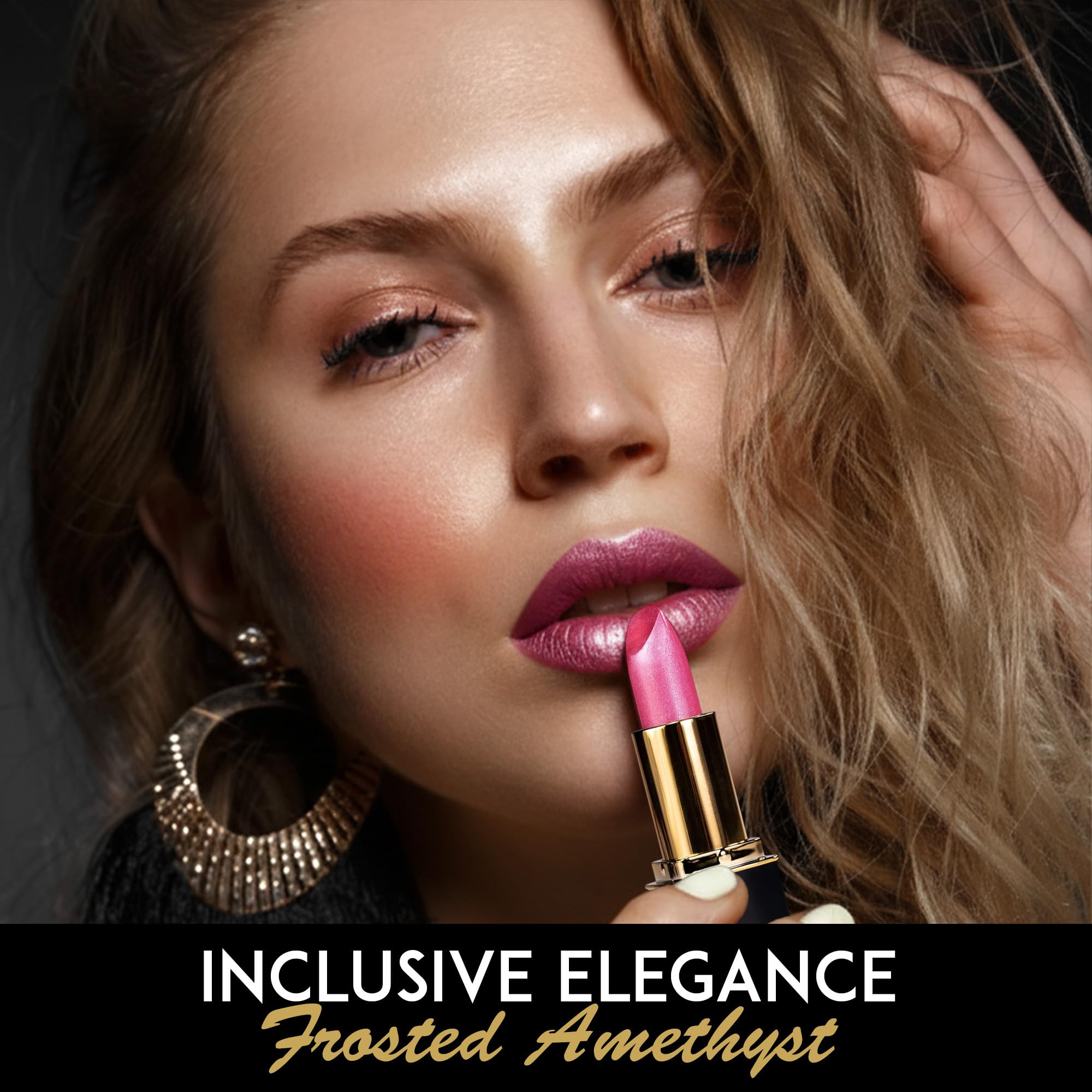 L'Paige Designer Lipstick Frosted Amethyst Sheen – Cool Berry Pink, Aloe Vera-Based Moisturizing Formula (Shade L53)