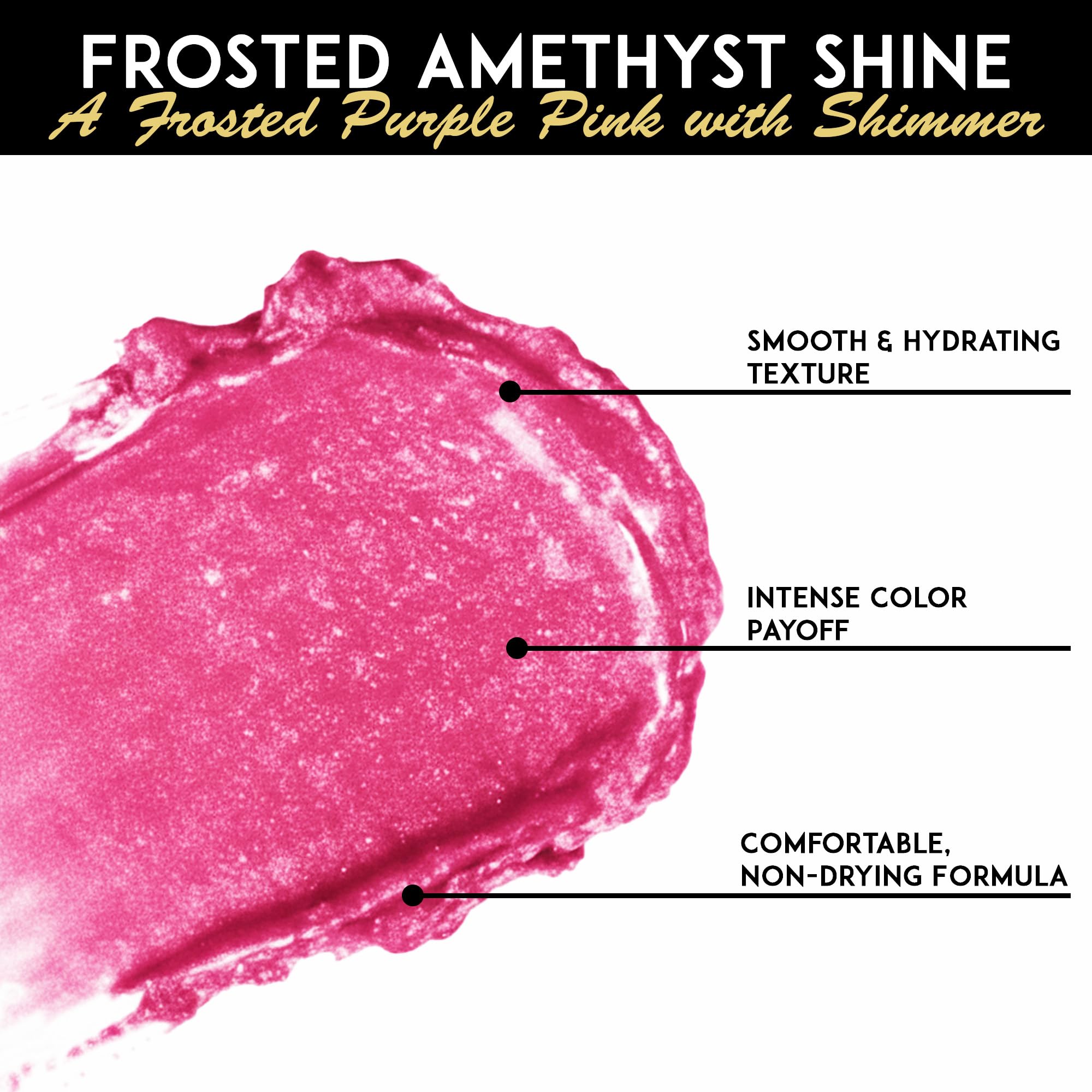 L'Paige Designer Lipstick Frosted Amethyst Sheen – Cool Berry Pink, Aloe Vera-Based Moisturizing Formula (Shade L53)