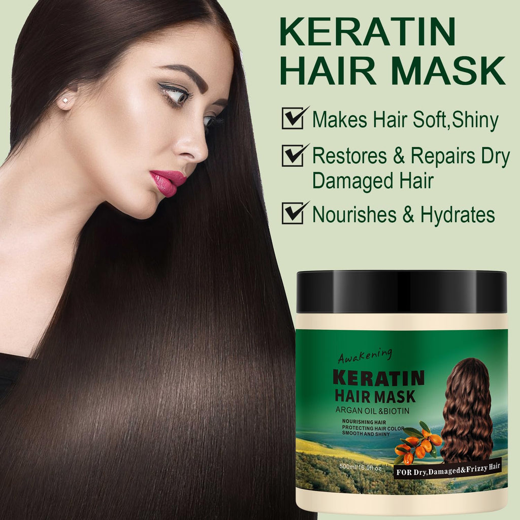 LSKINBATH Hair Mask Deep Treatment – Collagen, Argan Oil & Biotin for Dry, Damaged Hair