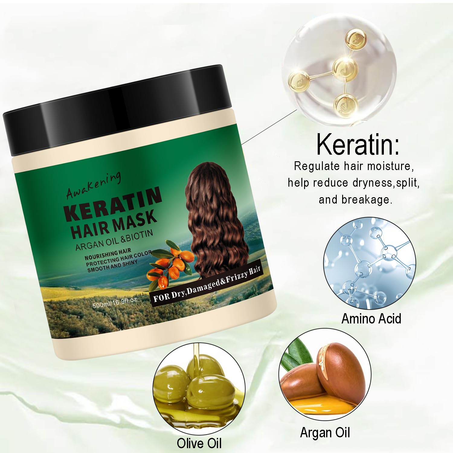 LSKINBATH Hair Mask Deep Treatment – Collagen, Argan Oil & Biotin for Dry, Damaged Hair