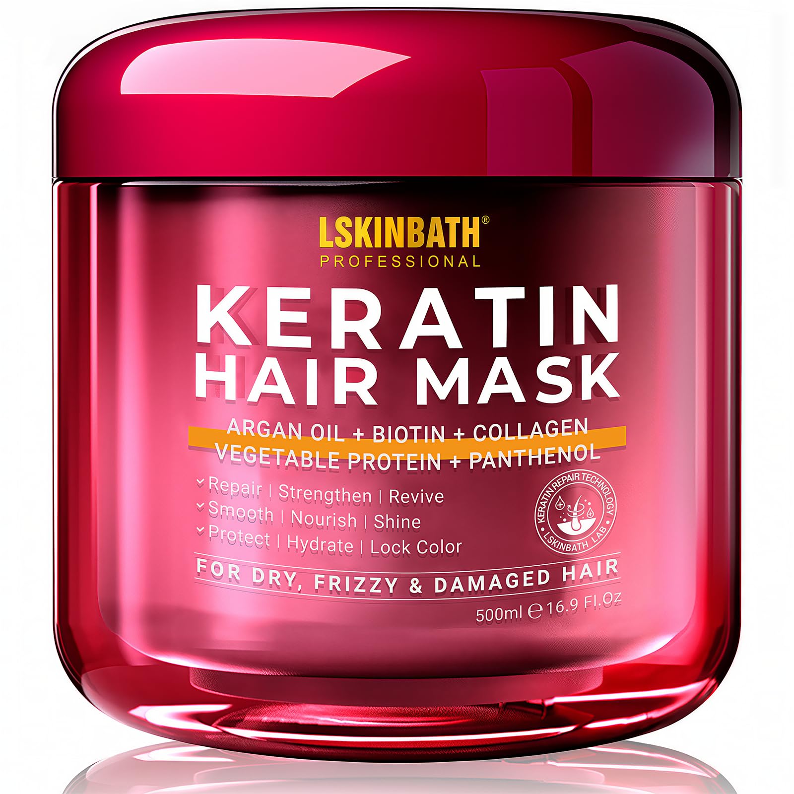 LSKINBATH Keratin & Collagen Repair Hair Mask for Damaged Hair | Deep Conditioning & Frizz Control