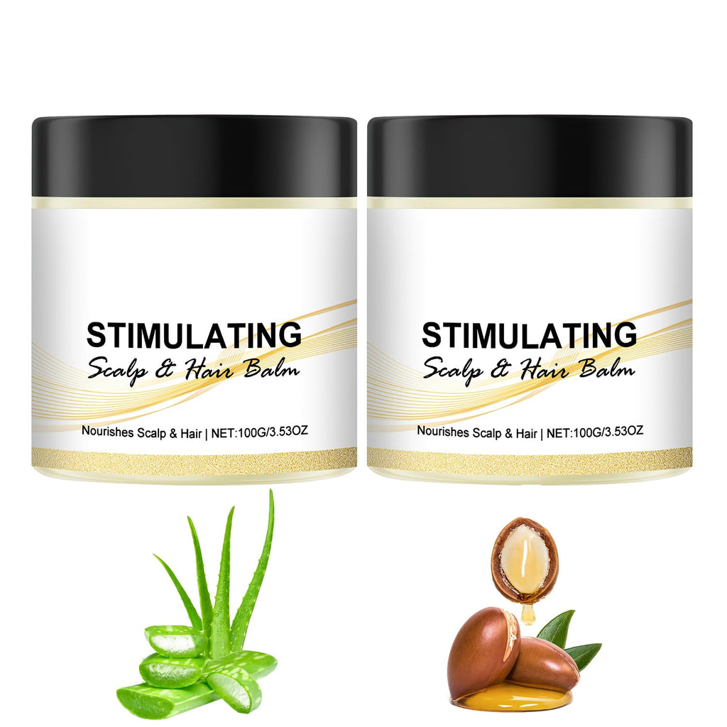 LSROUMEL Stimulating Scalp & Hair Balm — Nourishes Scalp & Hair (Shea & Mango Butter) 2PCS