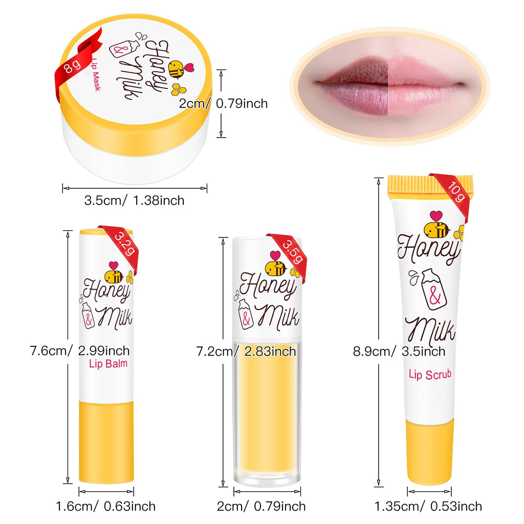 LSxia Honey Milk Lip Care Kit – Lip Mask, Balm, Scrub & Oil for Hydration