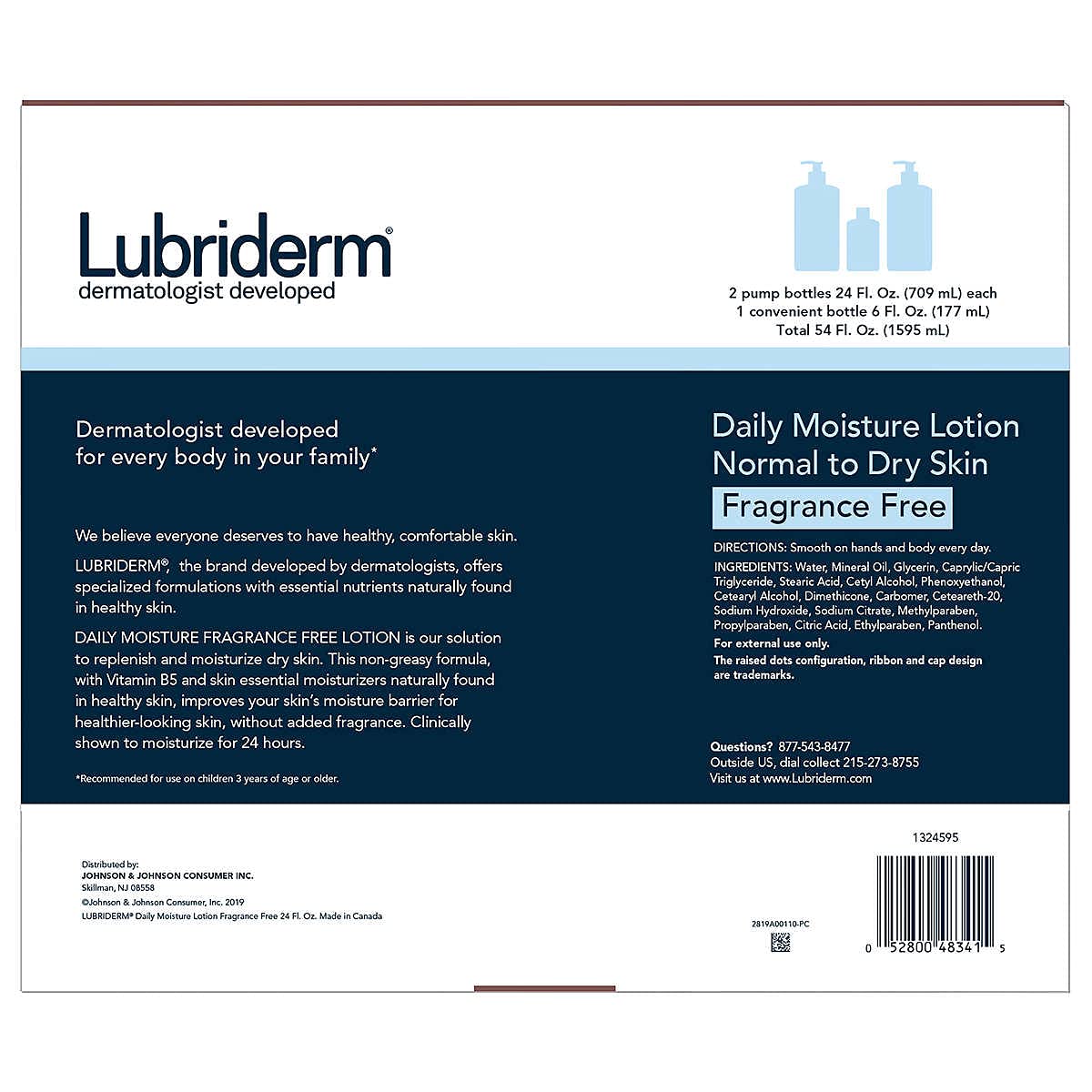 Lubriderm Daily Moisture Lotion Fragrance Free – 3-Pack