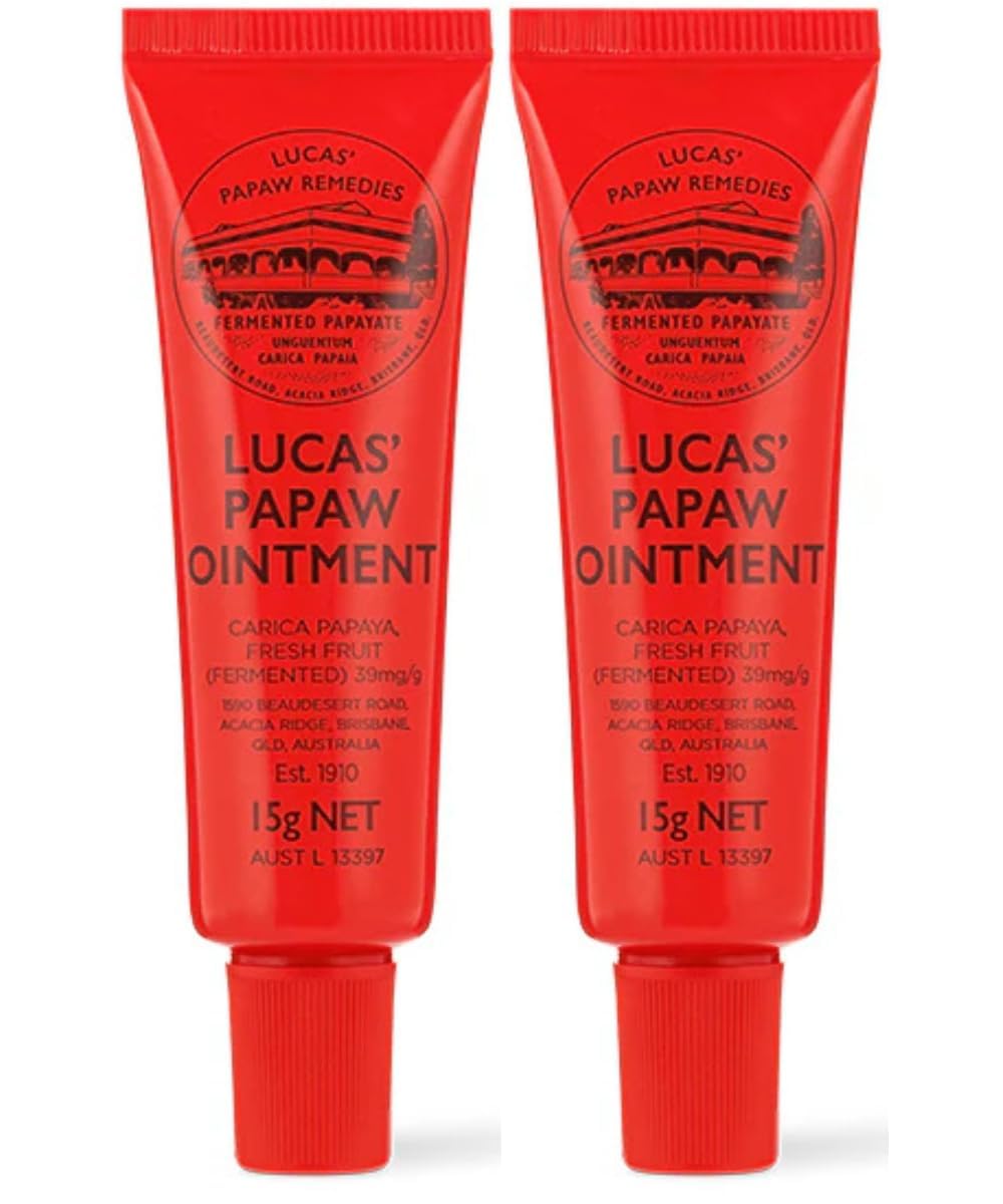 Lucas Papaw Ointment – 15g Tube with Lip Applicator – 2-Pack – Multi-Purpose Skin Relief – Made in Australia