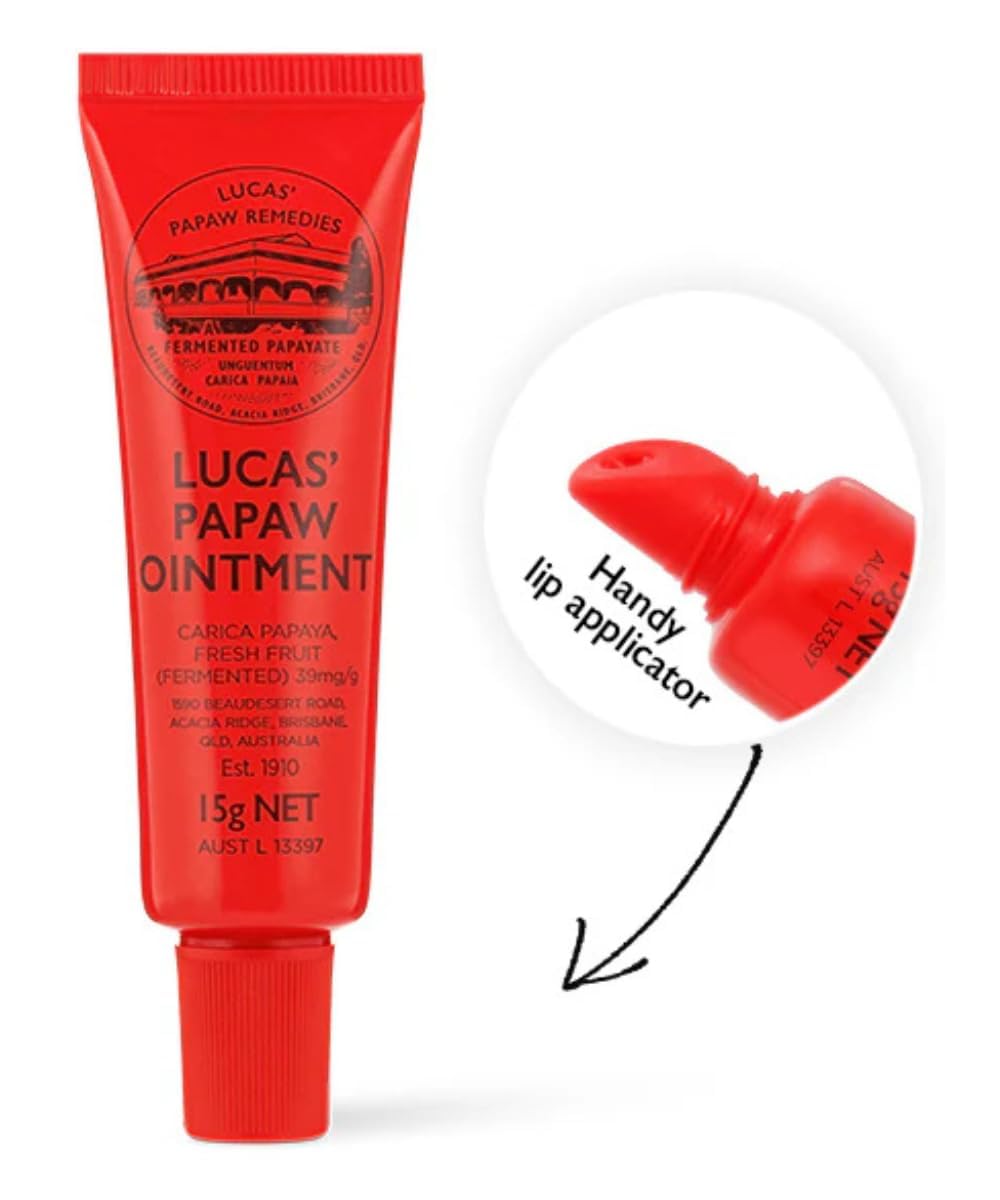 Lucas Papaw Ointment – 15g Tube with Lip Applicator – 2-Pack – Multi-Purpose Skin Relief – Made in Australia