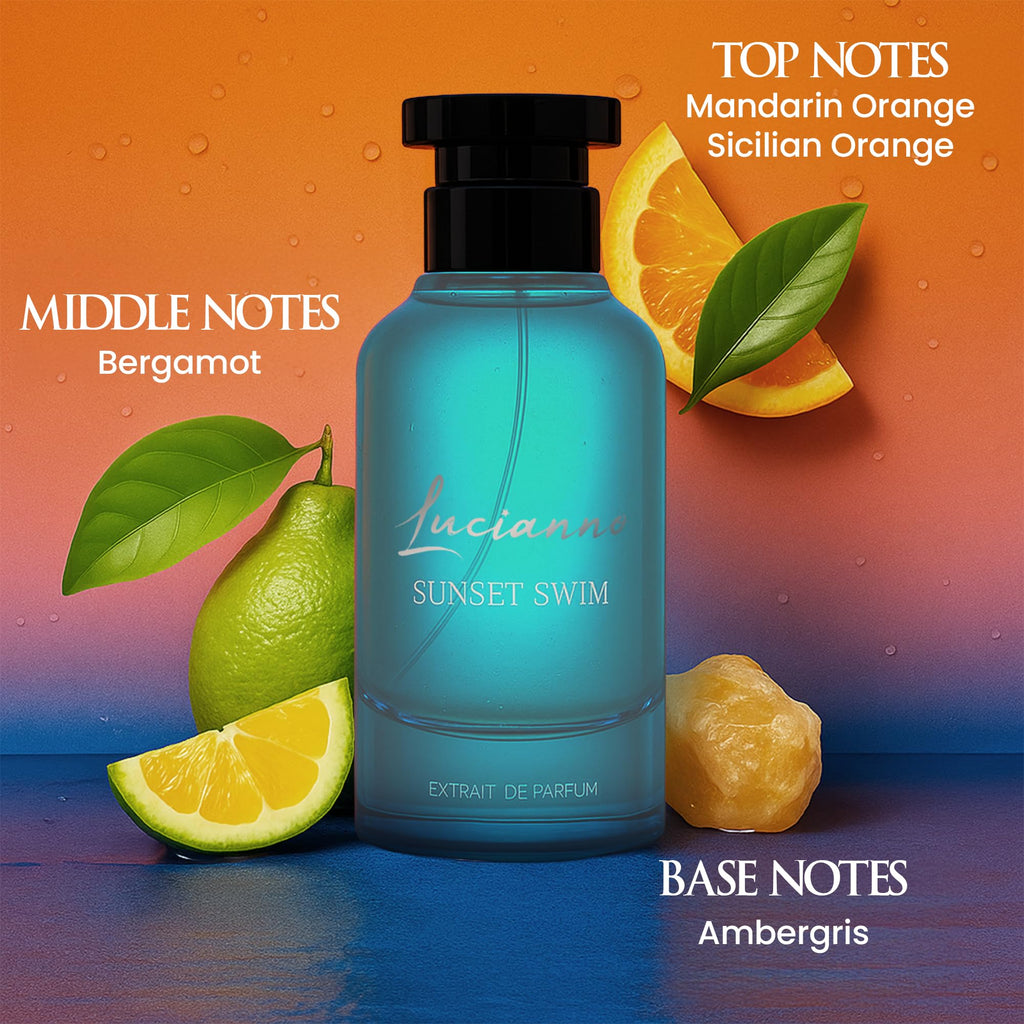 Lucianno Sunset Swim Extrait De Parfum 100mL – Long-Lasting Citrus Scent for Men & Women