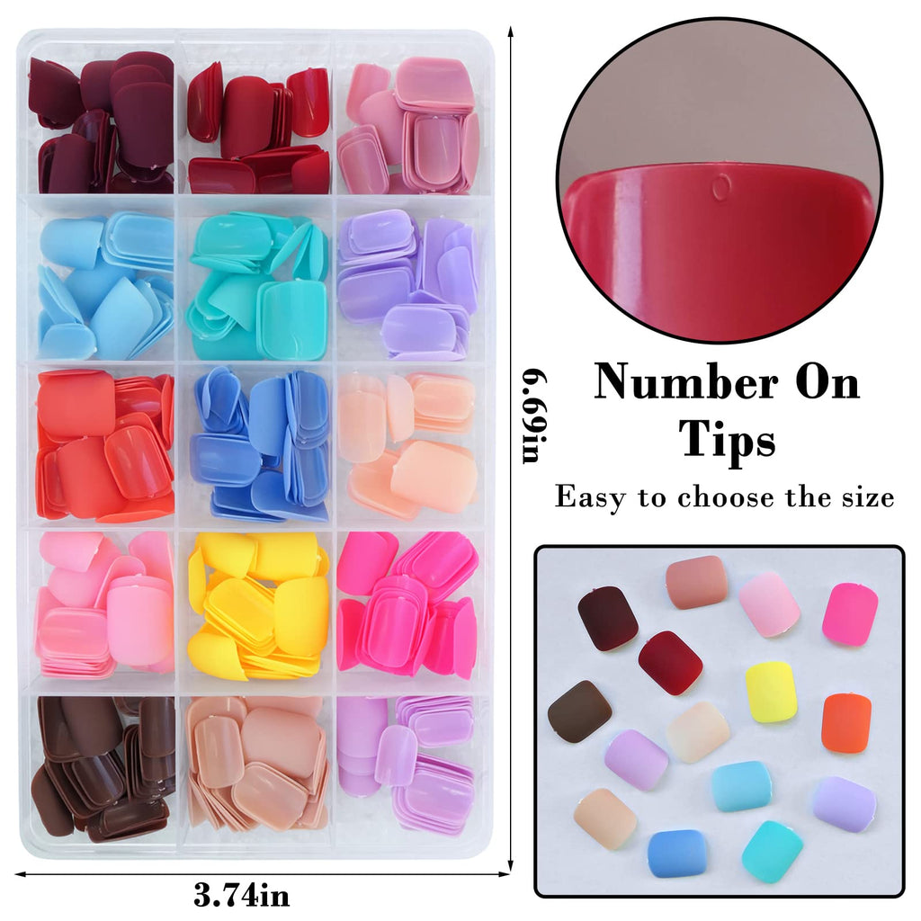 LuckForever 360pc Kids Press-On Nails – Matte Short Square Full Cover Kit