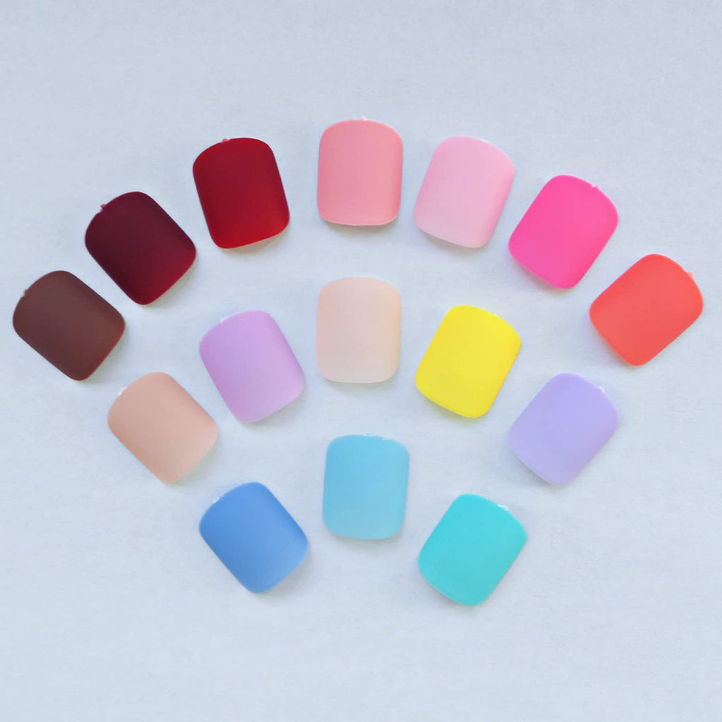 LuckForever 360pc Kids Press-On Nails – Matte Short Square Full Cover Kit