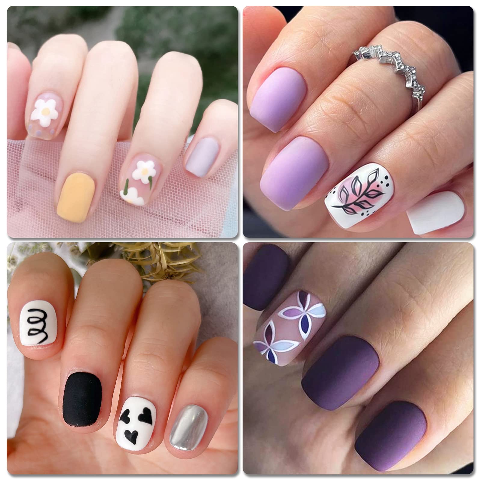 LuckForever 360pc Kids Press-On Nails – Matte Short Square Full Cover Kit