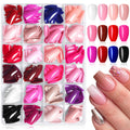 LuckForever 576pc Coffin Press-On Nails Kit — Short Acrylic Nails with Glue Tabs (24 Colors)