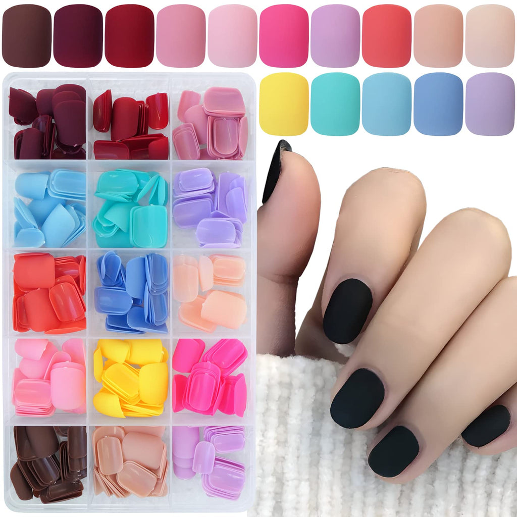 LuckForever 360pc Kids Press-On Nails – Matte Short Square Full Cover Kit