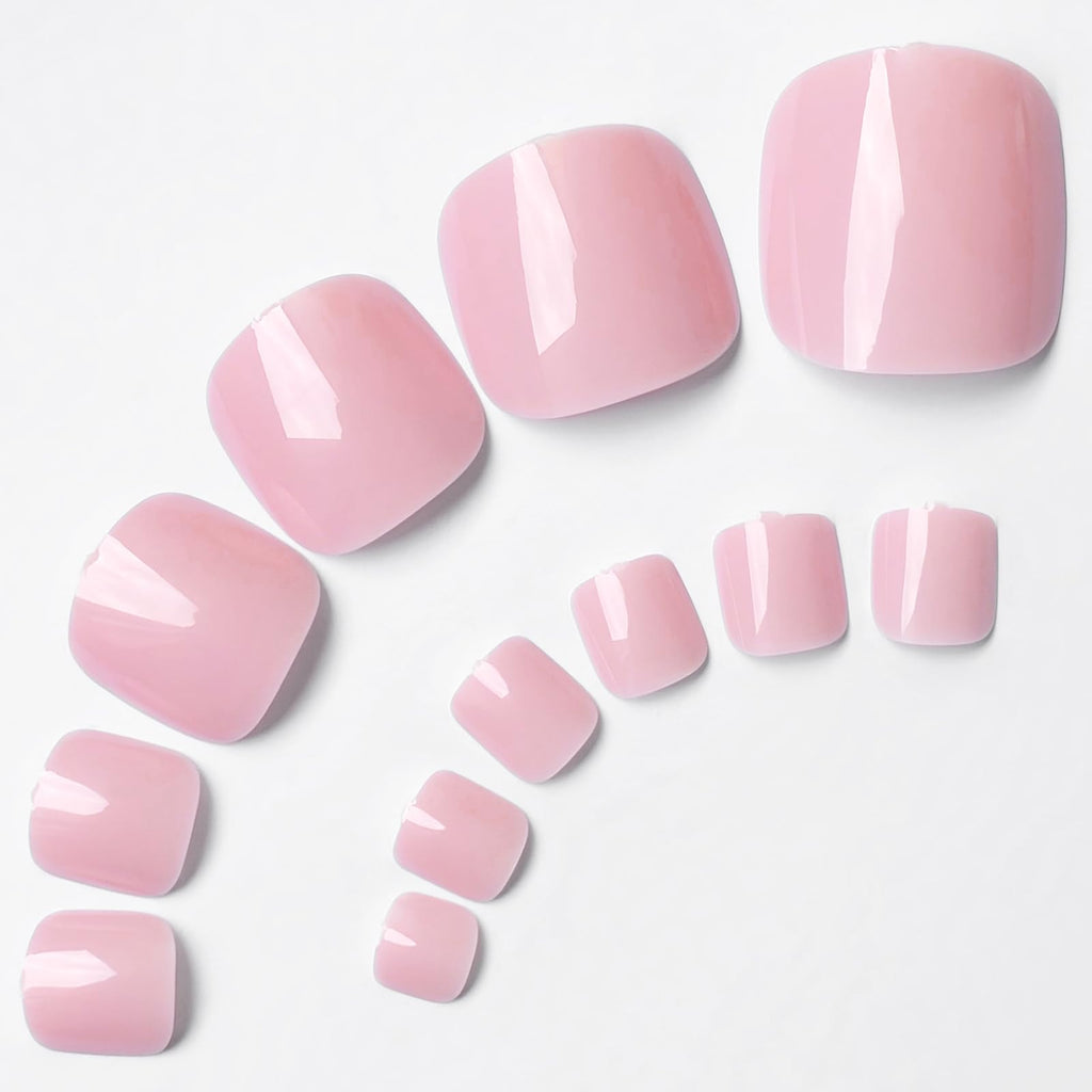 LuckForever Pink Press-on Toenails – 240pc Kit with Adhesive Tabs & File