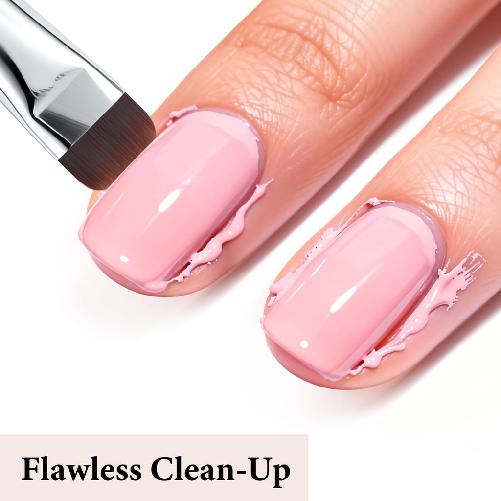 Lucoffeoi French Brush for Nails & Gel Polish Clean Up - Dual-Use Nail Art Brush with Cap (Gold)